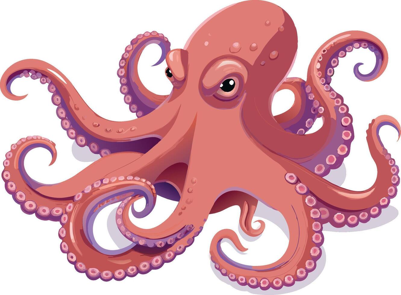 Giant pacific octopus showing powerful tentacles on white background vector