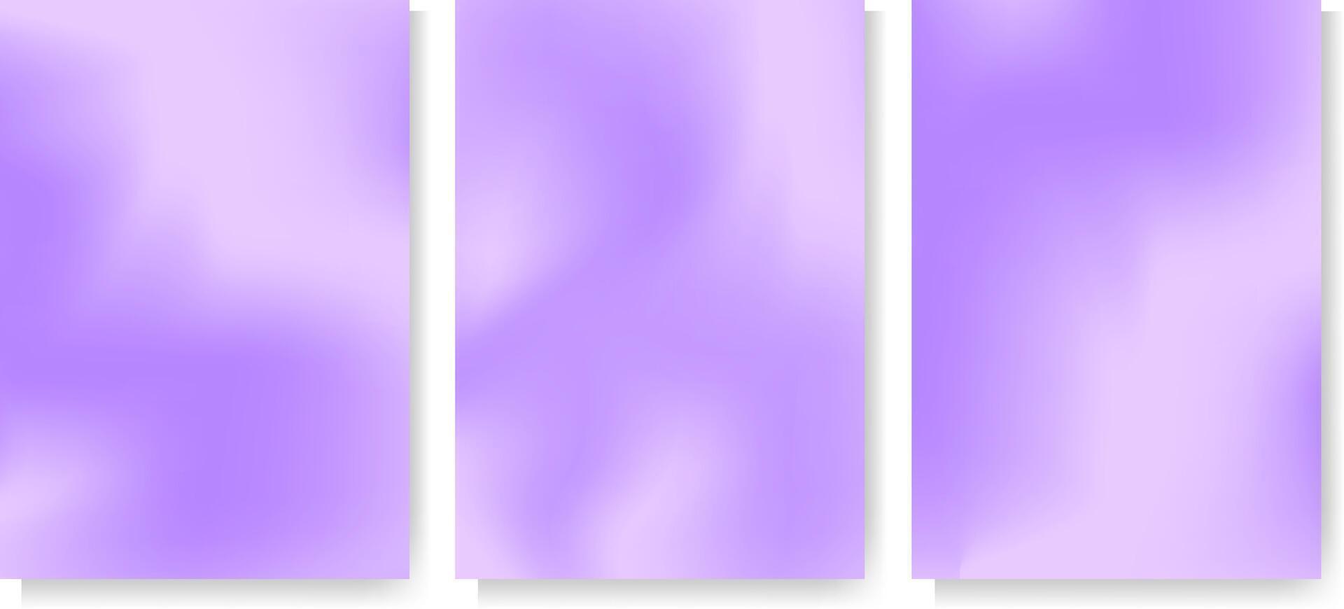 Modern blurred gradient background template set for cover, poster, wallpaper, flyer, web design. Fluid purple gradient color backdrop illustration vector