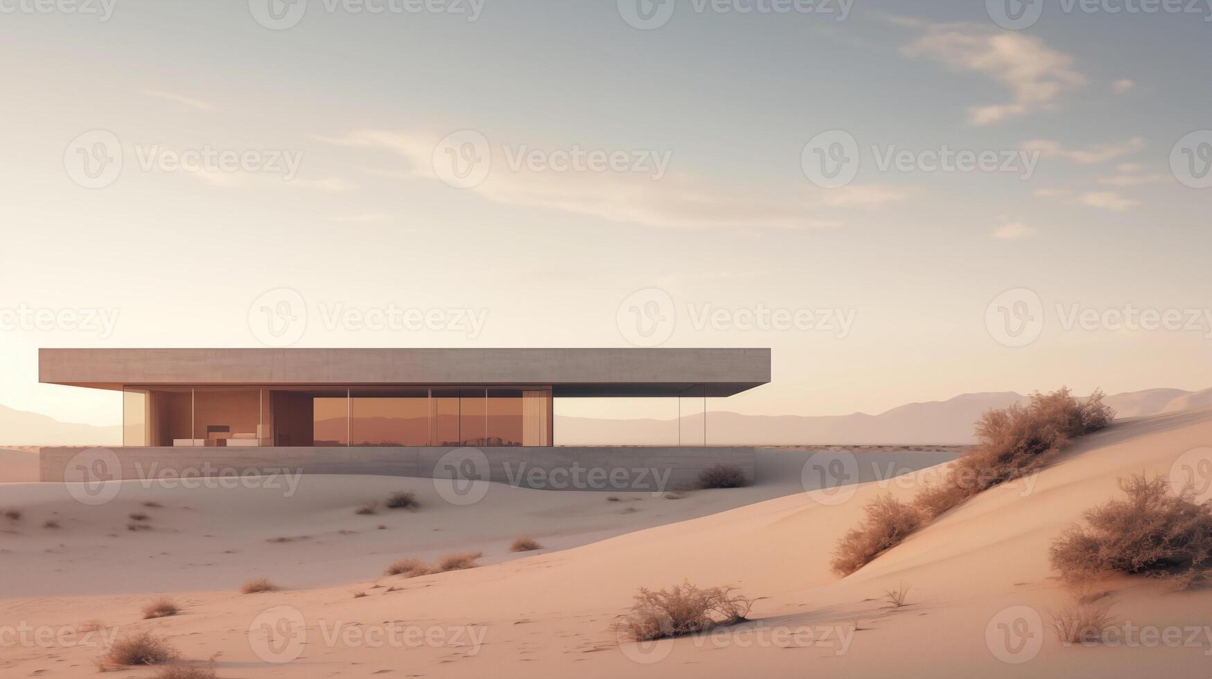 Desert mirage, modernist oasis in the dunes. photo
