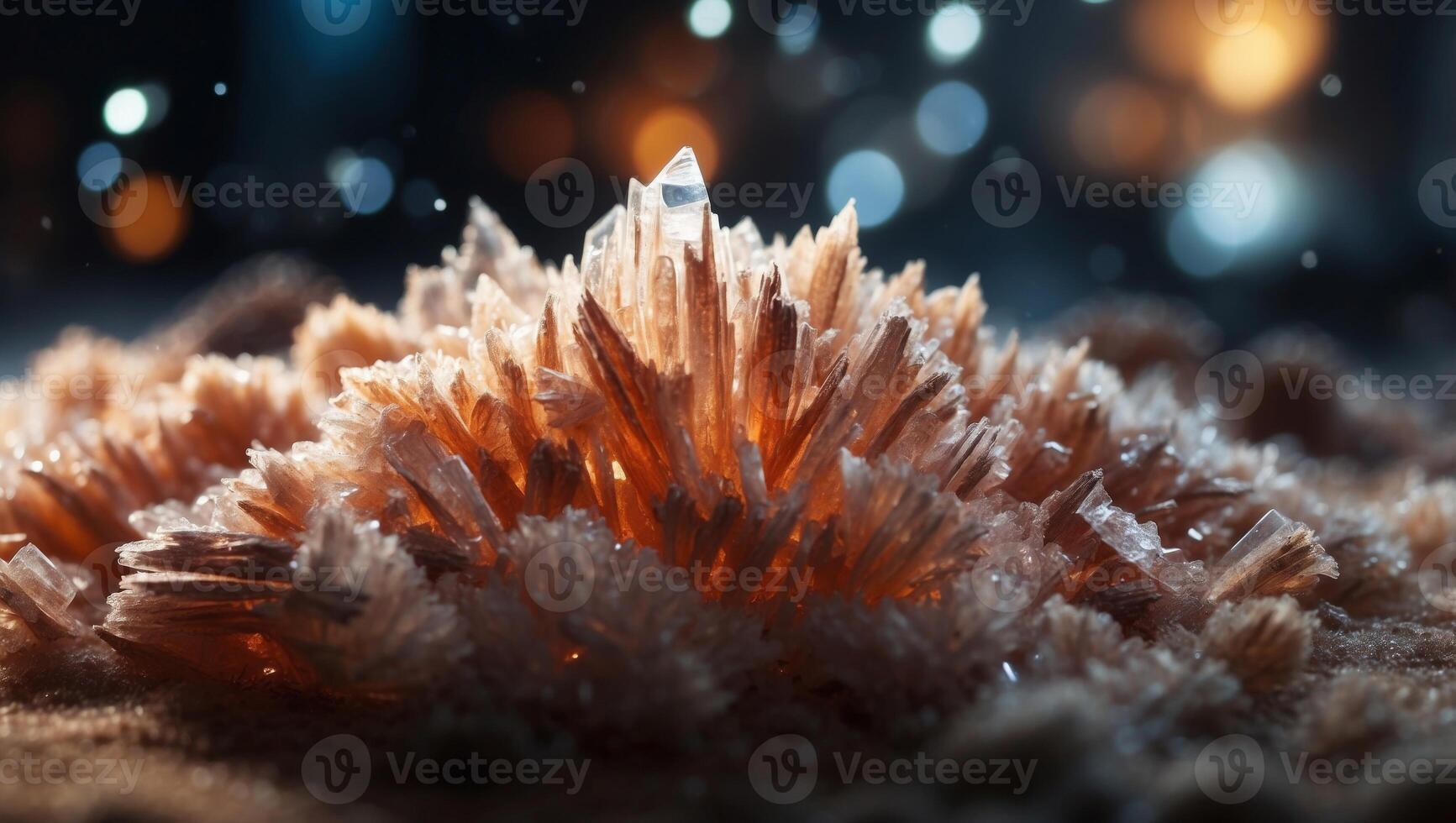 Closeup Focus on Sparkling Raw Salt Crystals with Double Exposure Silhouette. photo