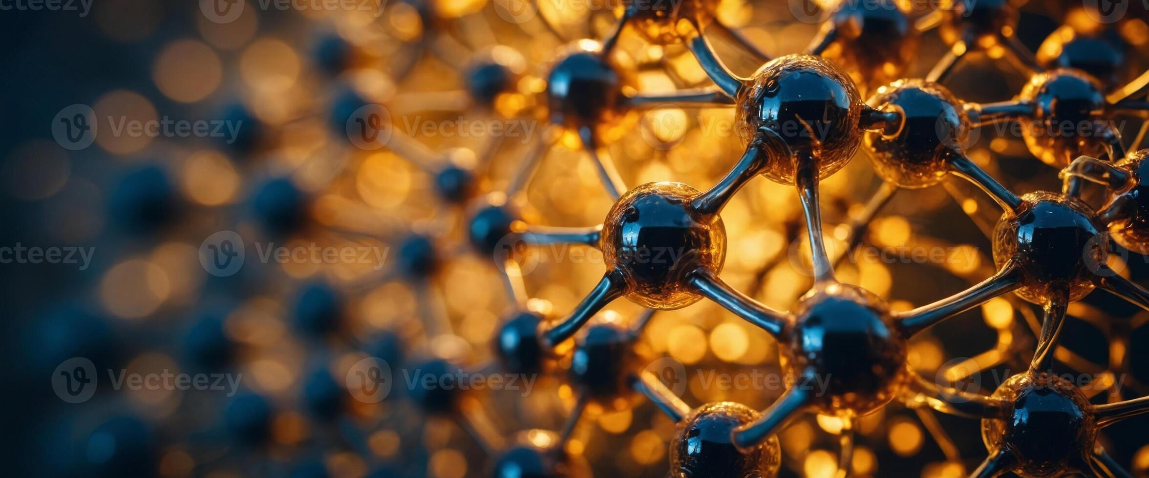Abstract depiction of a cell membrane structure with a golden glow, serving as a background for biology, physics, and chemistry. photo