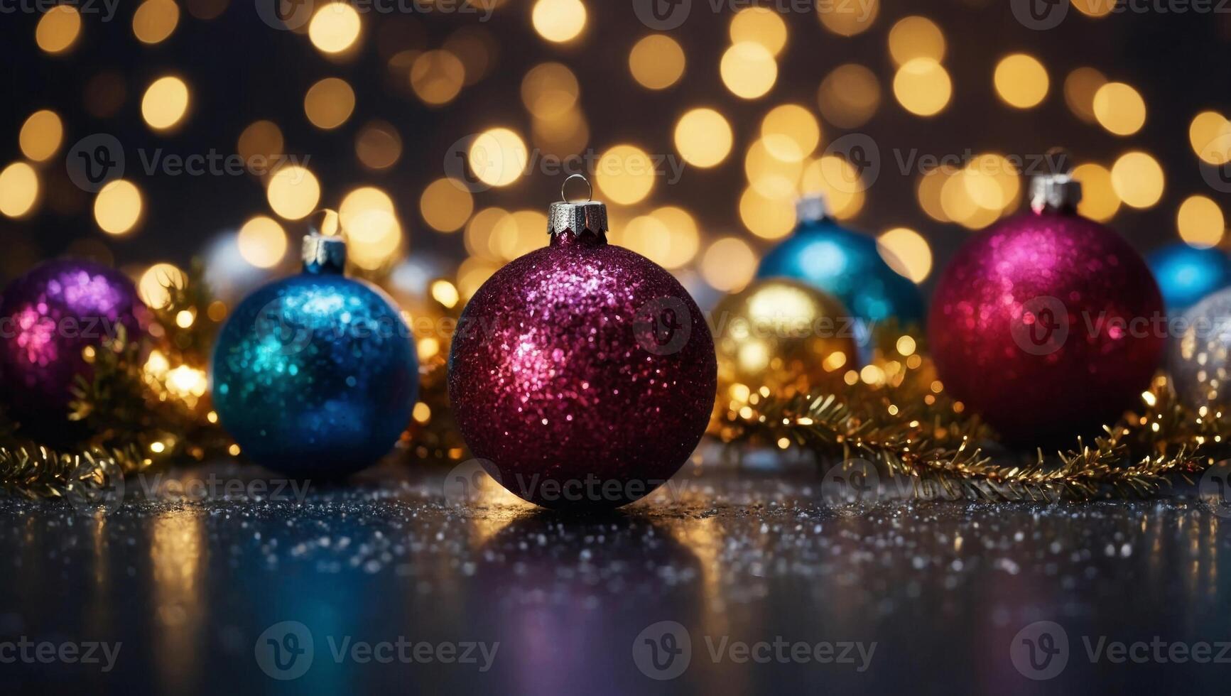 Abstract of Christmas and bokeh light with glitter background, new year celebration, copy space. photo