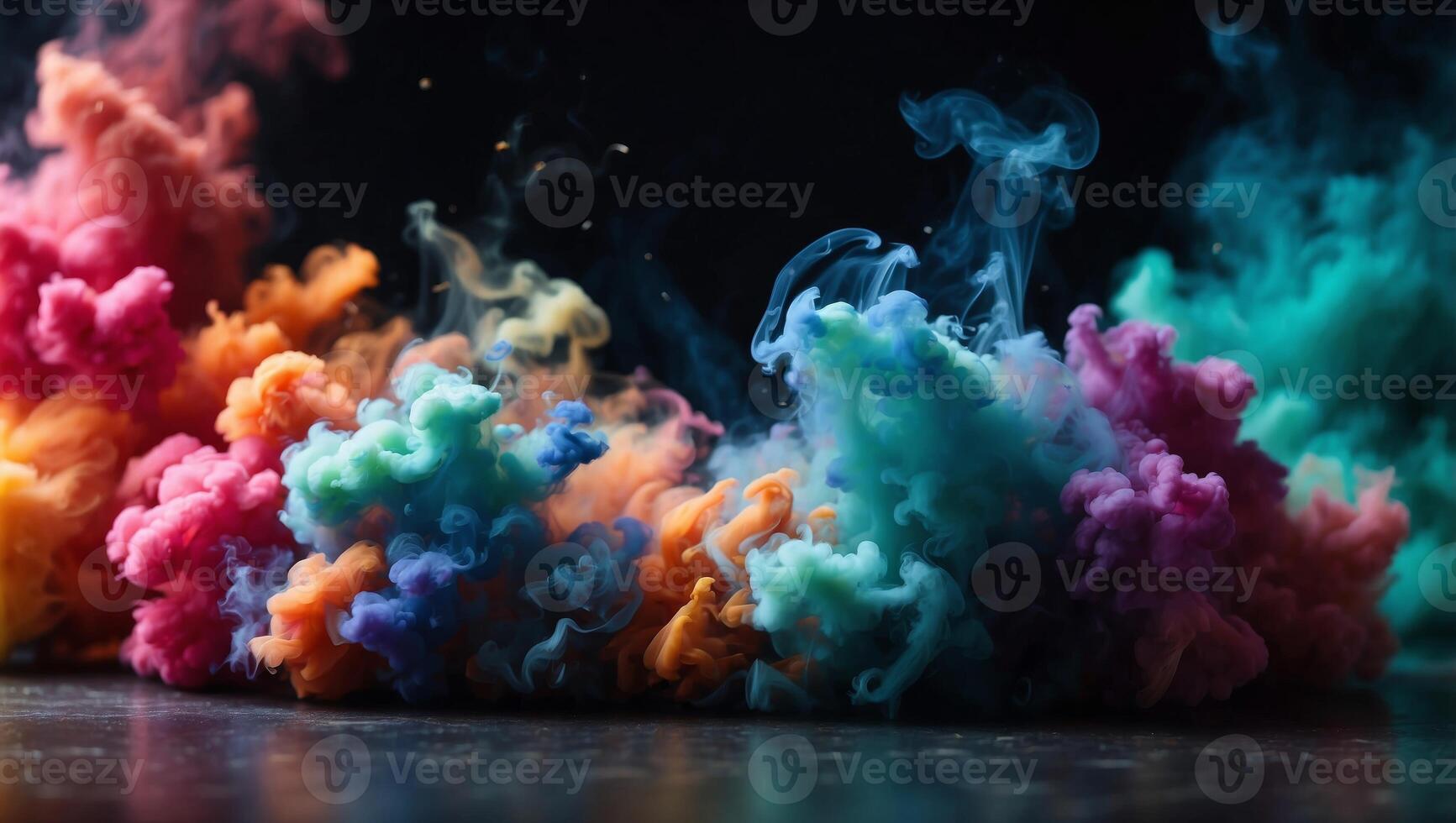 Colorful smoke on a black background Abstract background for design. photo