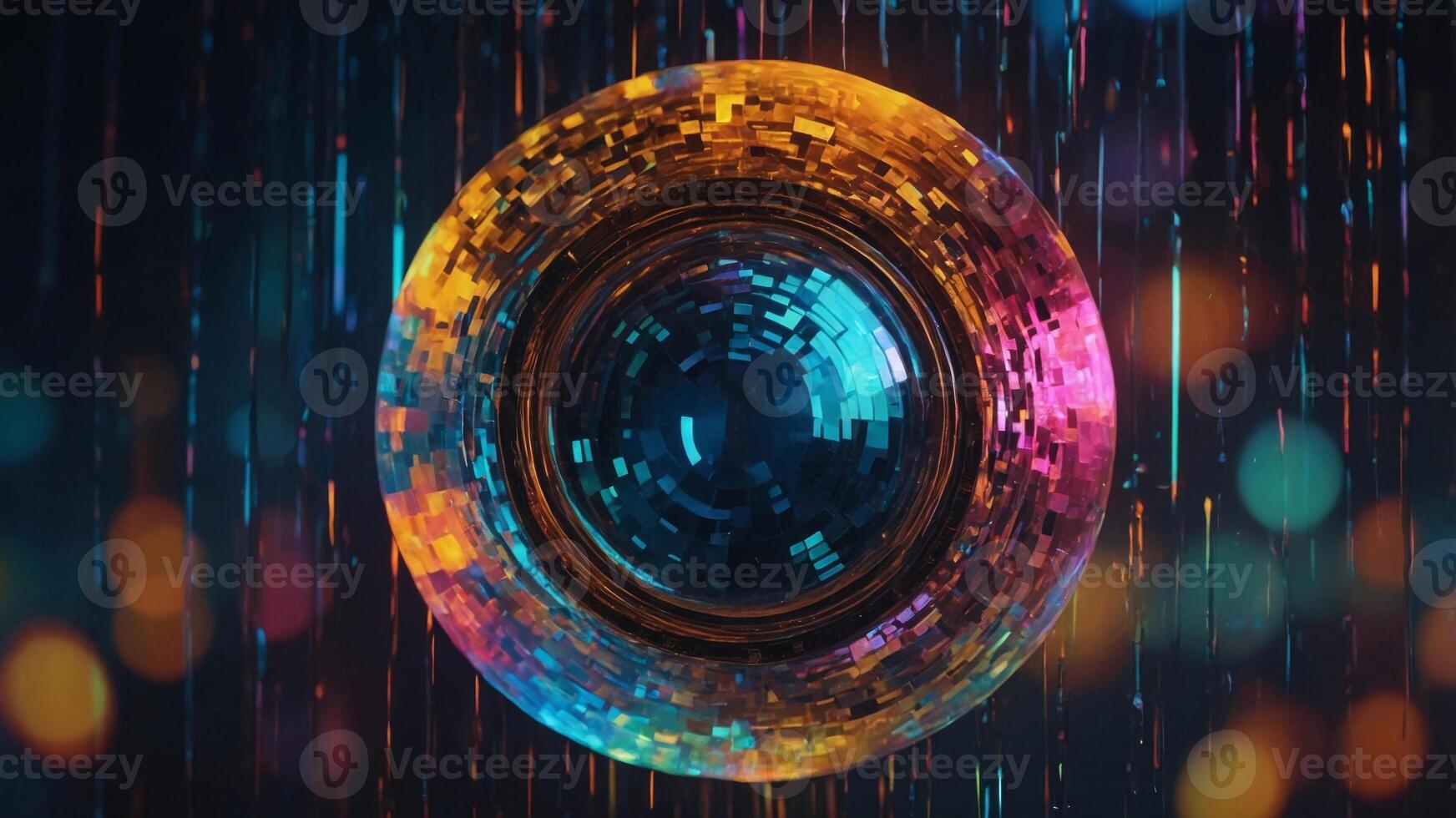 A modern digital art piece using a holographic effect. photo