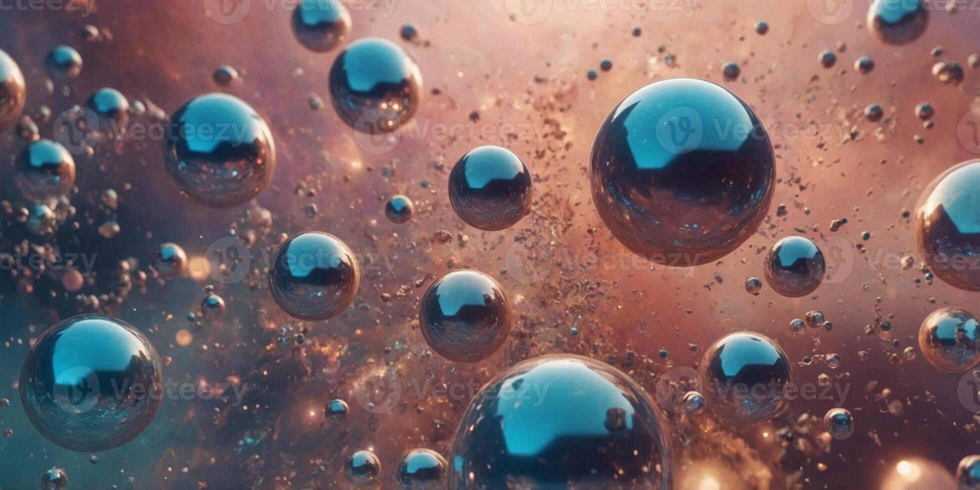 A dreamlike abstract space scene featuring celestial orbs and distorted shapes in an array of pastel hues creating a sense of magical wonder. photo