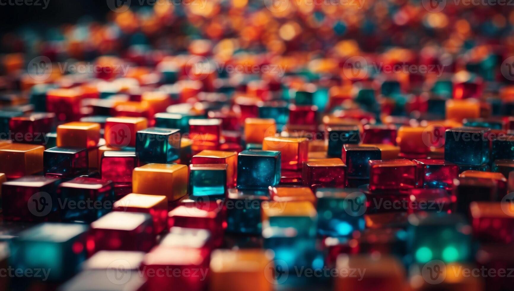 Abstract composition of colorful cubes in the shape of squares background. photo