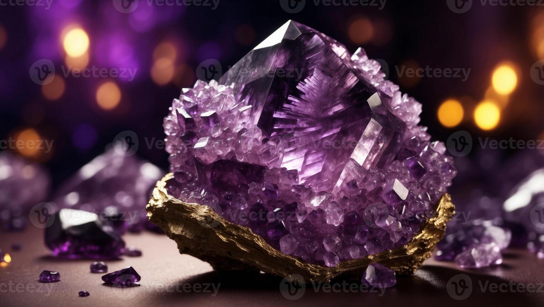 Amethyst Crystal in the Spotlight A Radiant Geodes Allure. photo