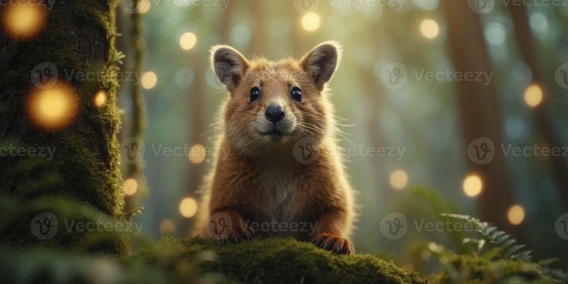 Animals Celebrate in a Whimsical Magical Forest D. photo