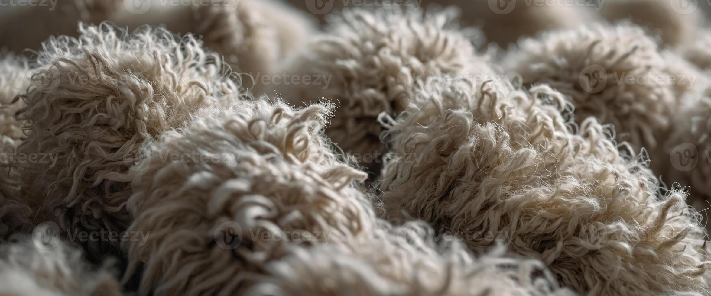 Background of staples of white sheep wool with a soft. photo