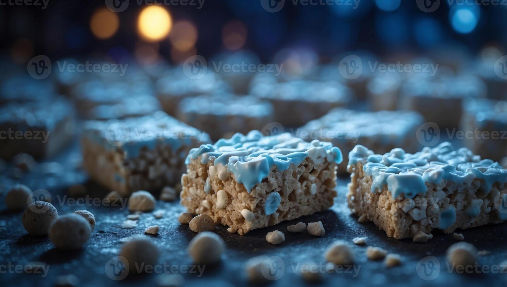 Breaking Bones A Creepy Course of Crispy Treats Illuminated by the Cold Blue Light of a Moonlit Night on a HighTechnology Background. photo