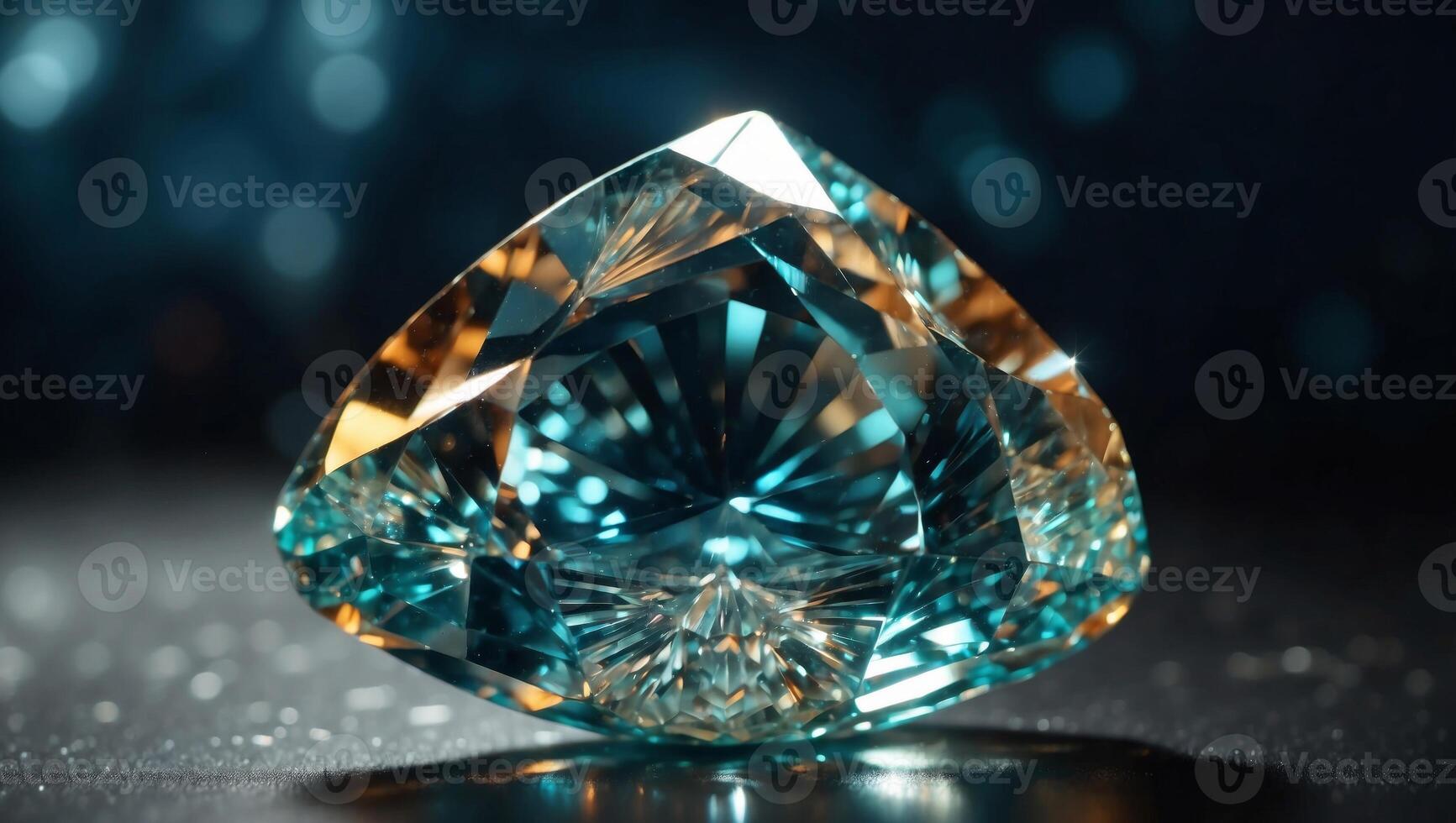 Bright Zircon Gemstone Double Exposure Silhouette Revealing Dazzling Facets. photo