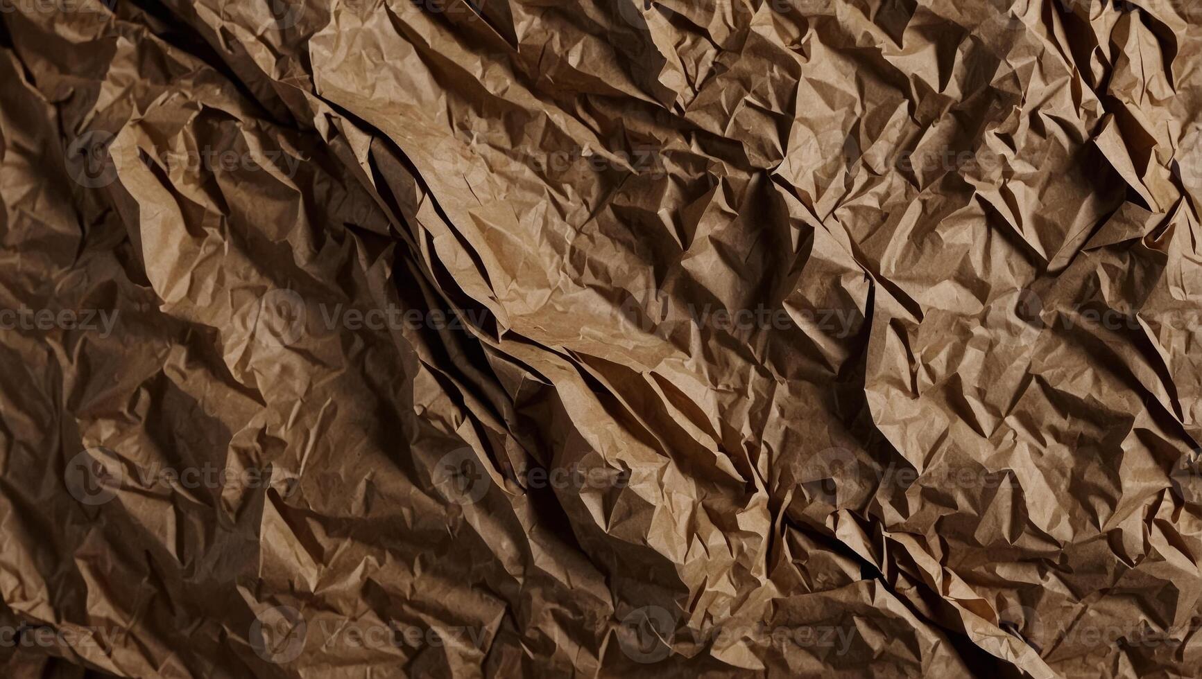 Brown wrinkle recycle paper background for Design Blank surface for text or work. photo