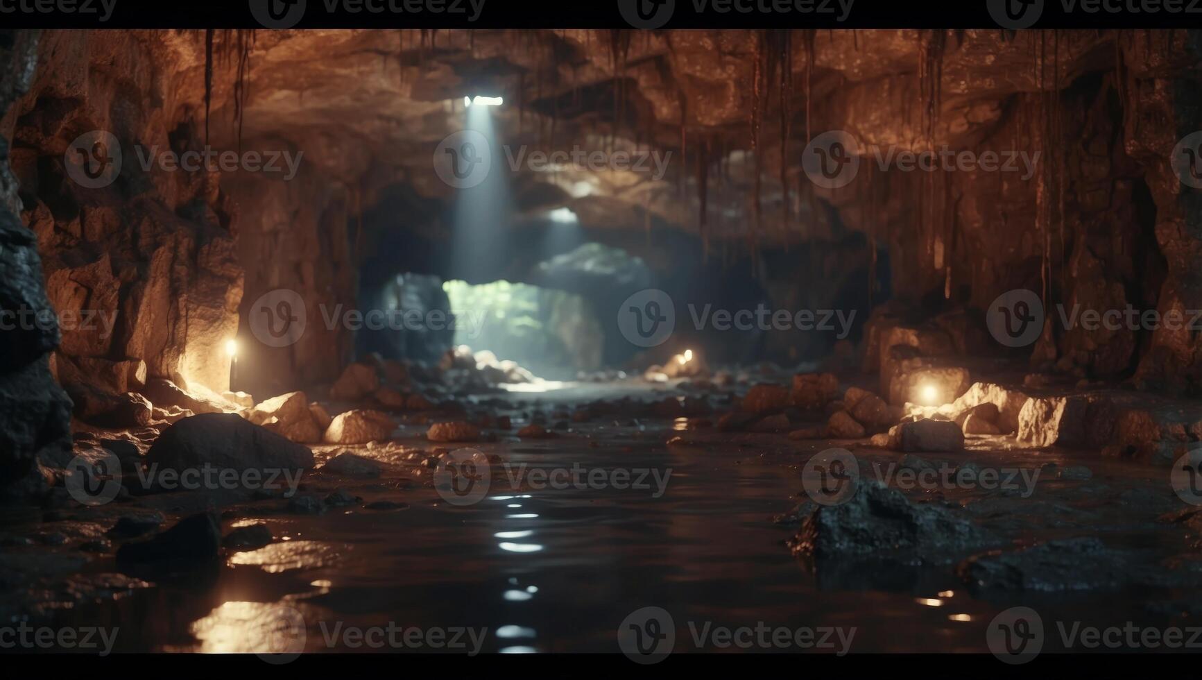 Caves Crucial Cooling System A D Rendered Underground of Modern Technology. photo