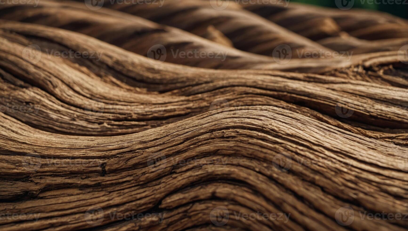 Closeup textured background of brown wavy lines and shades forming wood surface in nature. photo