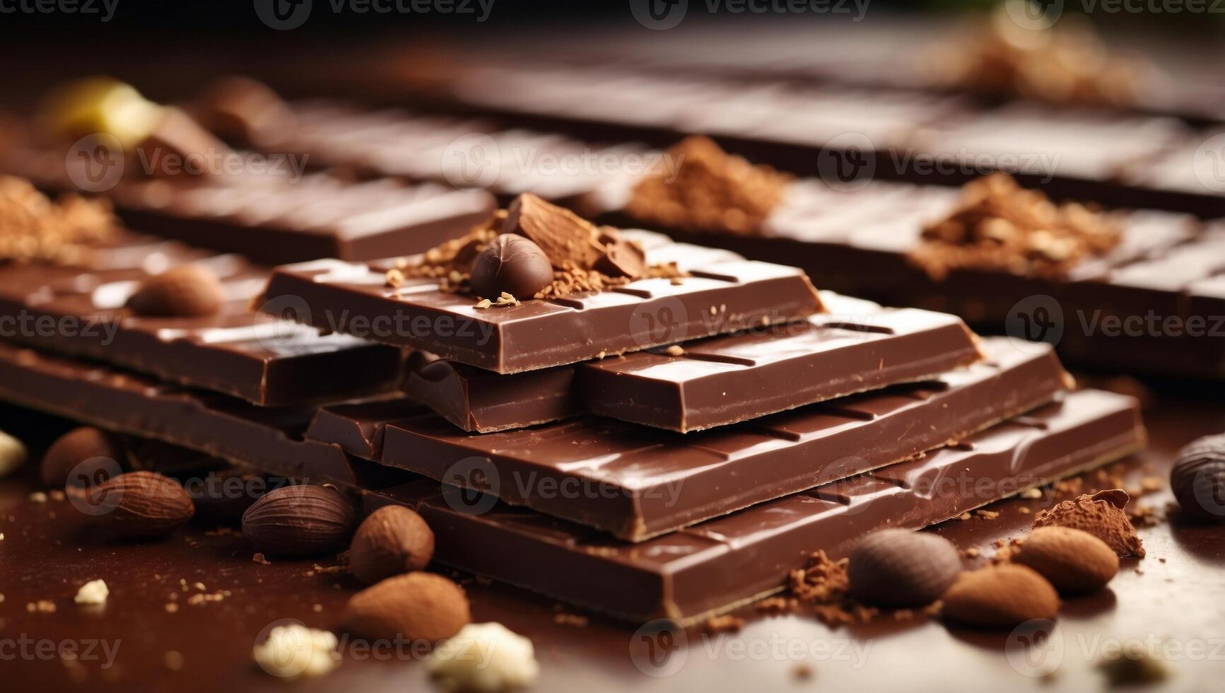 Exotic Gourmet Chocolate Bars Basking in Natural Light A Tempting Display of Premium Indulgence. photo