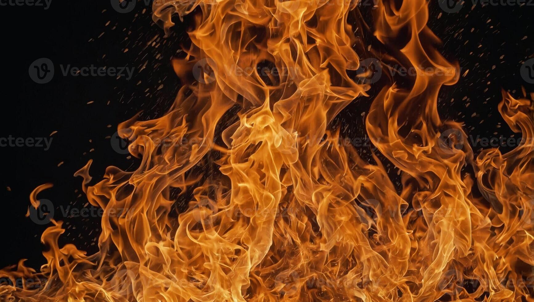 Fire flames on a black background, with space for your text. photo