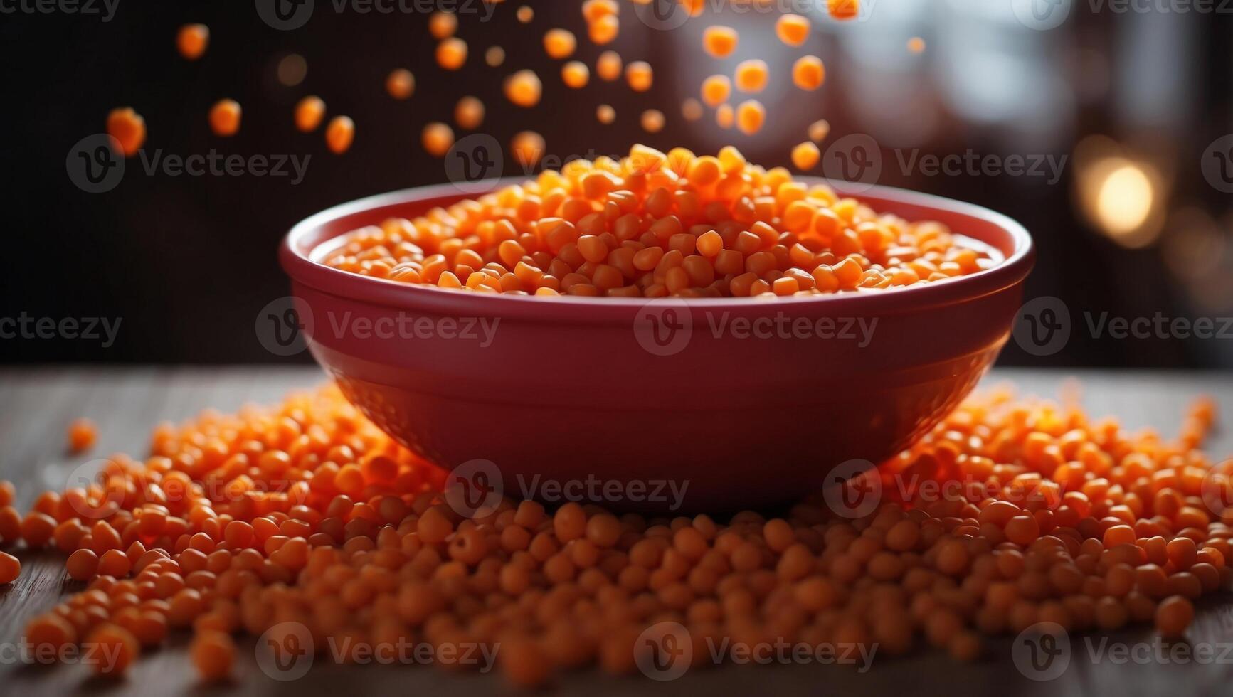 Fresh Red Lentils A Nourishing Soup in the Making Double Exposure Silhouette. photo