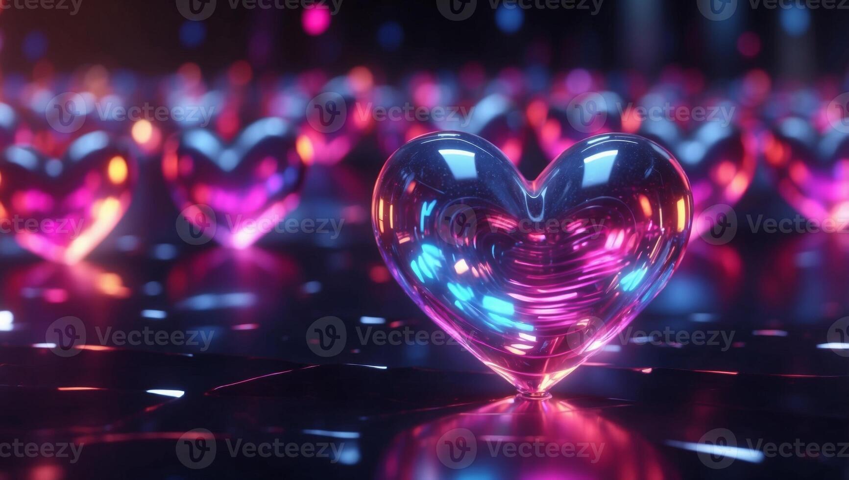 Futuristic Holographic Display Simulation Radiating Vibrant Hearts. photo