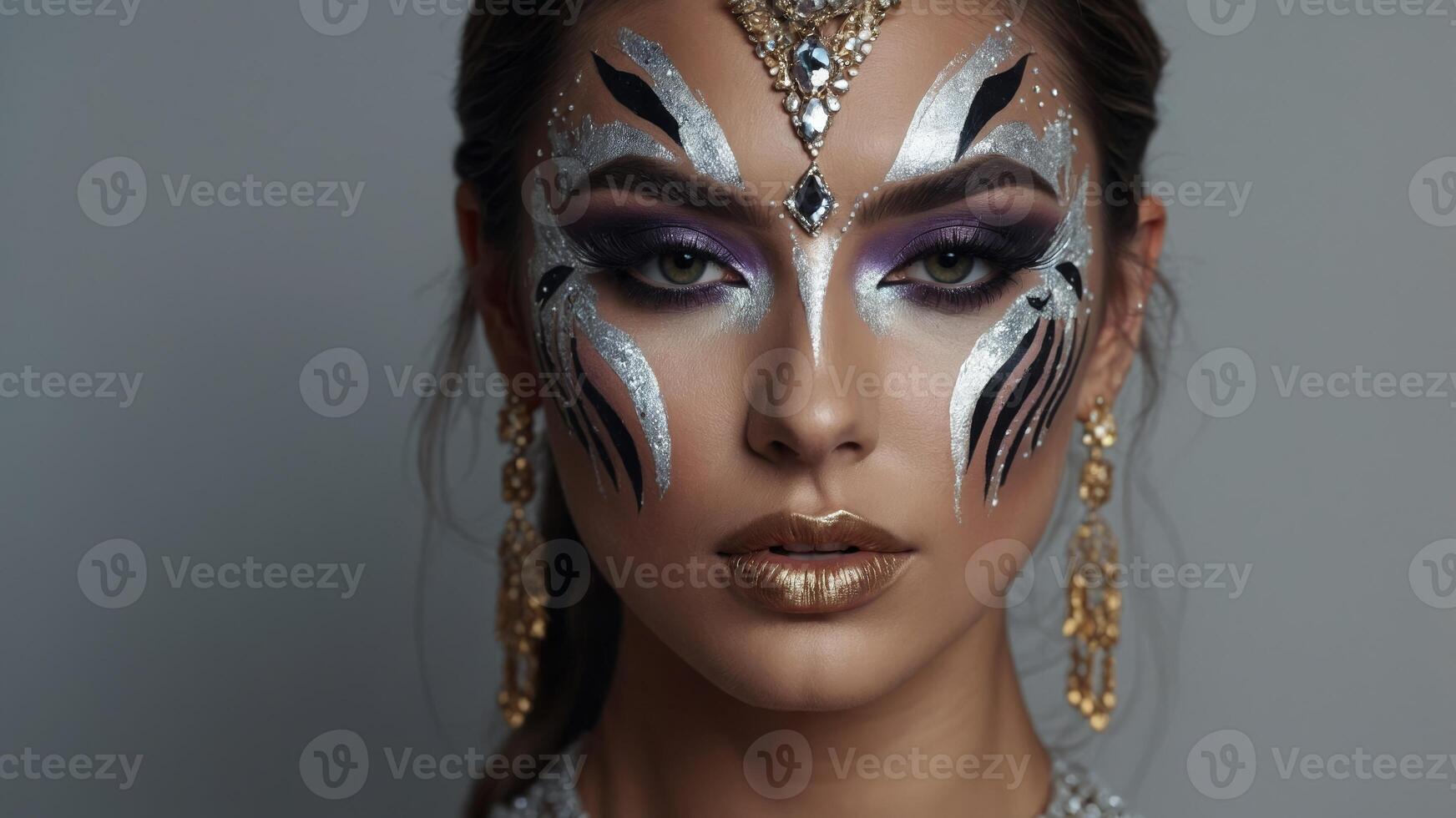 Glamorous female model with artistic makeup. photo
