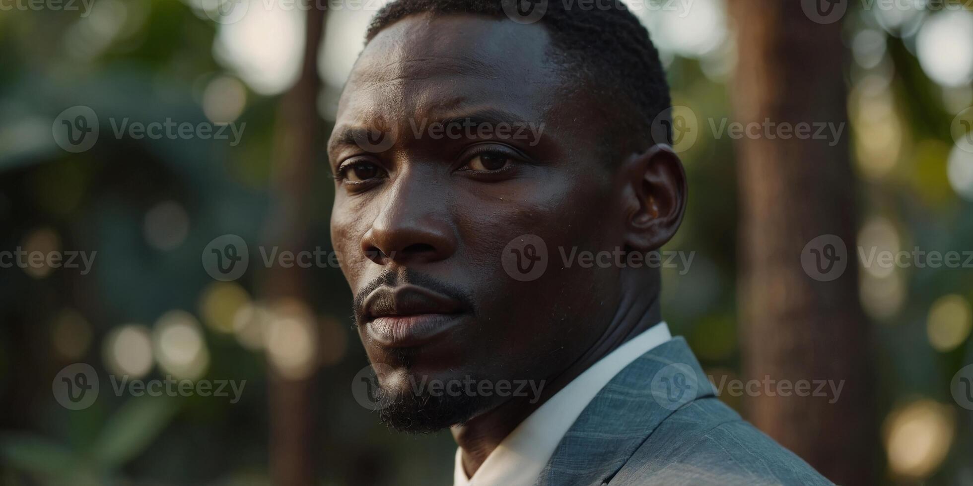 Handsome Kenyan Man with Flawless Skin for Cosmetic Advertising Banner. photo
