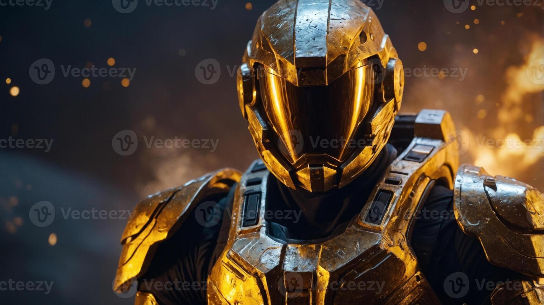 High Quality picture Elite space soldier in golden armor photo