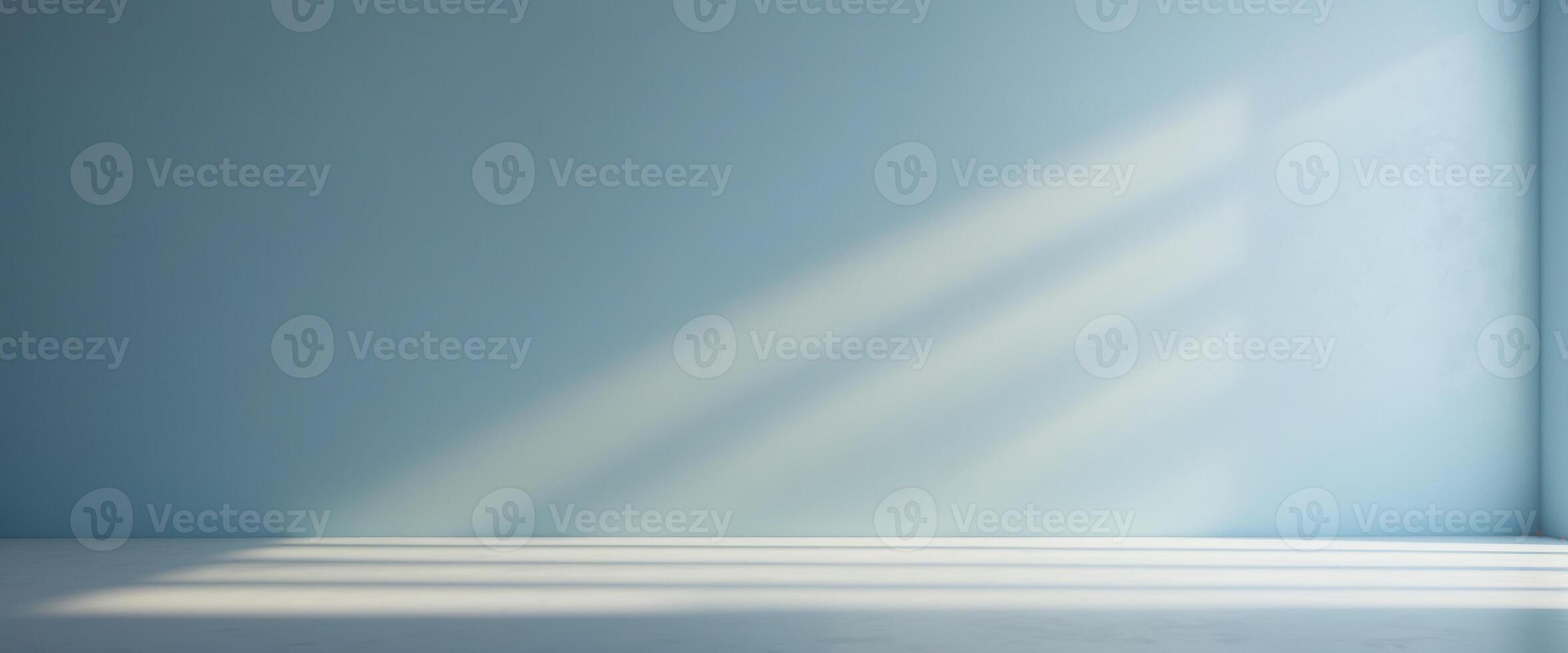 Minimal abstract simple light blue background for product presentation Shadow and light from windows on plaster wall. photo