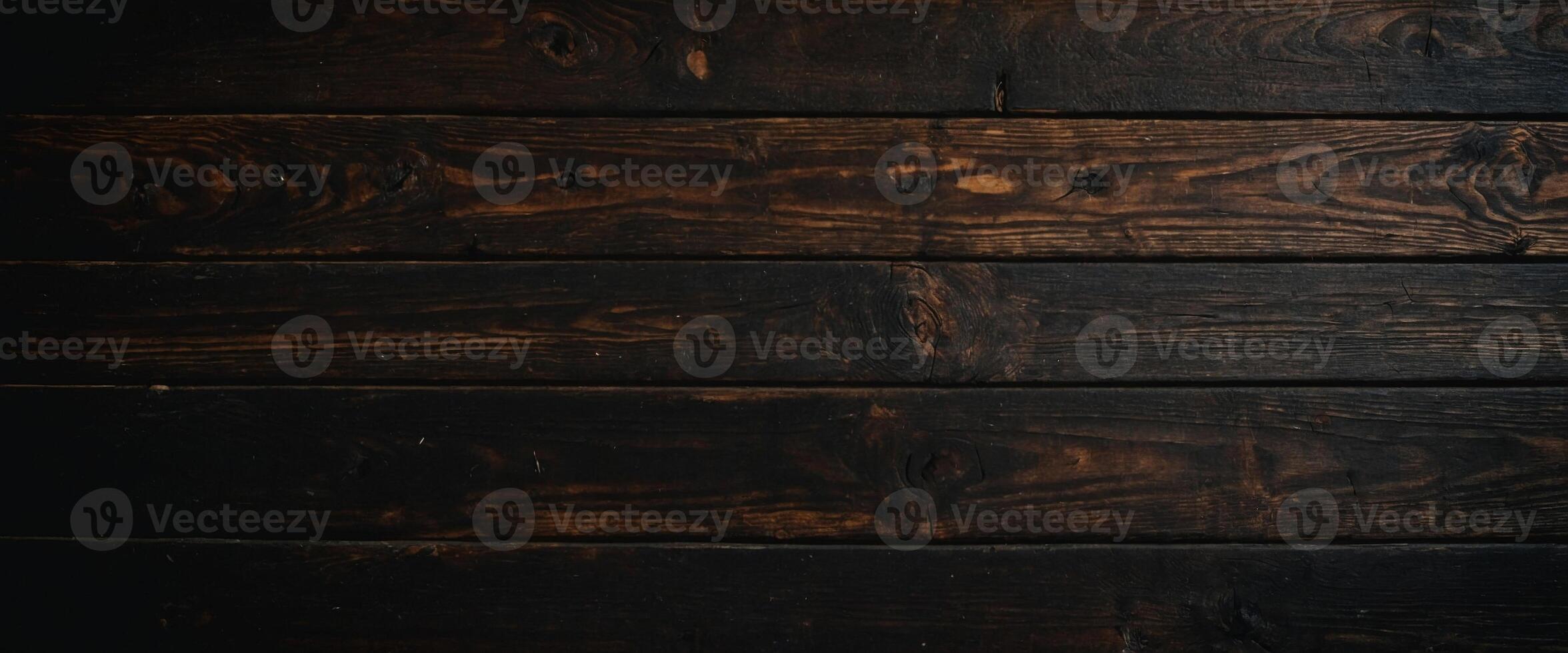Old grunge rustic dark scratched wood texture background Text space, empty template. photo