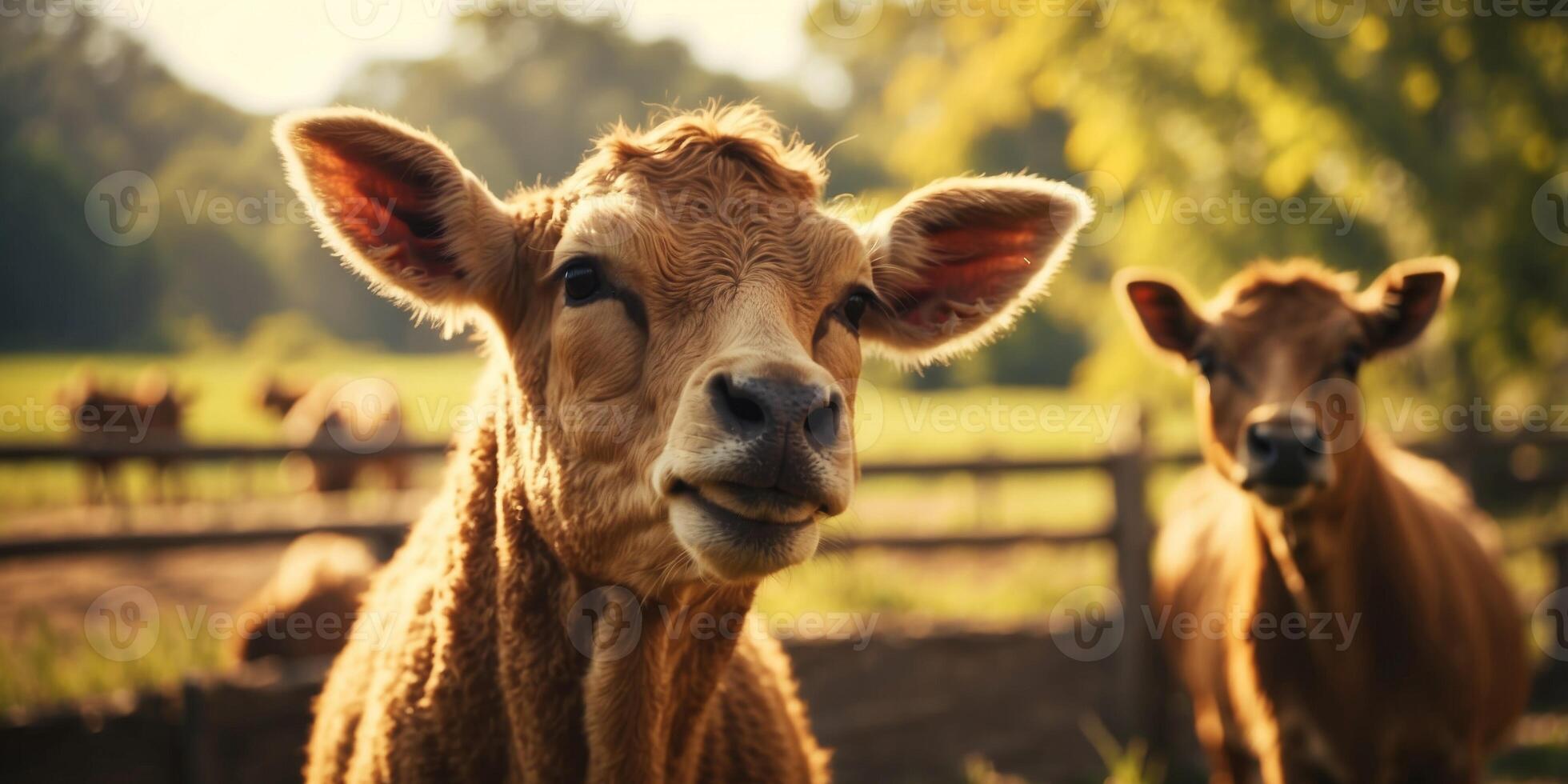Playful Animals Dabbing in the Sunlight at a Cheerful Farm Isolation. photo