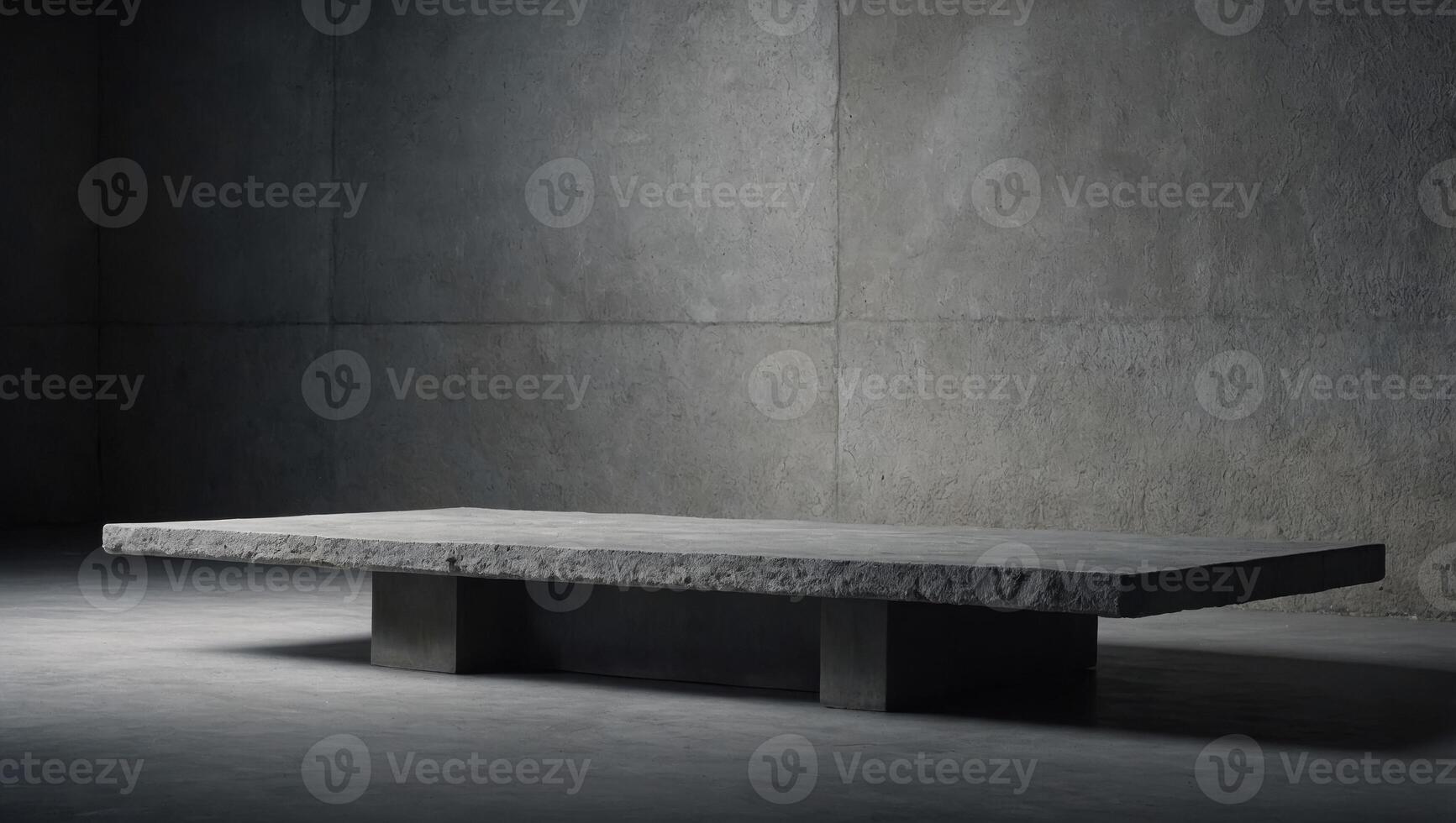 Stone table top and background of grey old concrete wall - can used for display or montage your products. photo