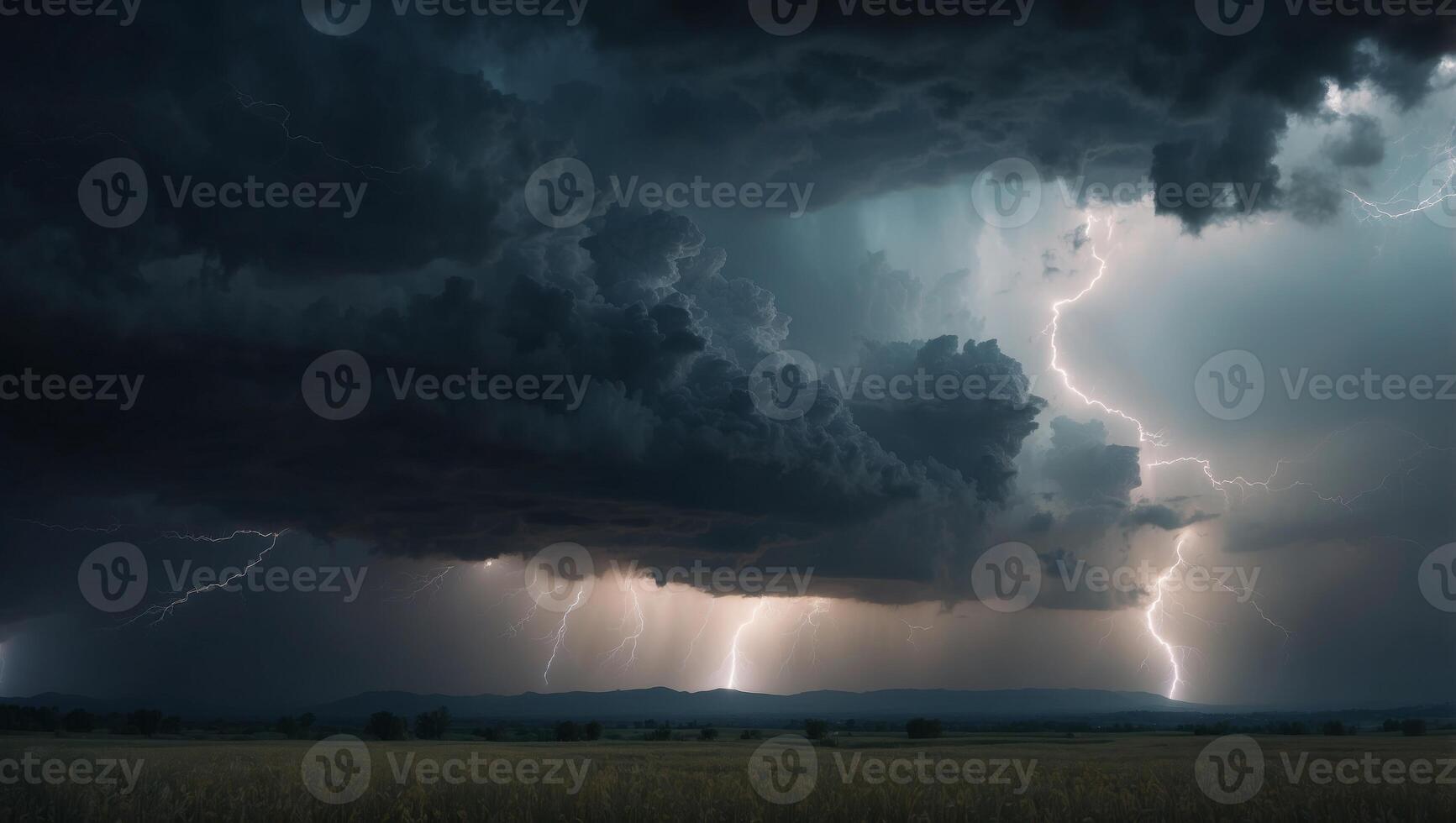 The Wrath of God Dramatic stormy sky with lightning and clouds. photo