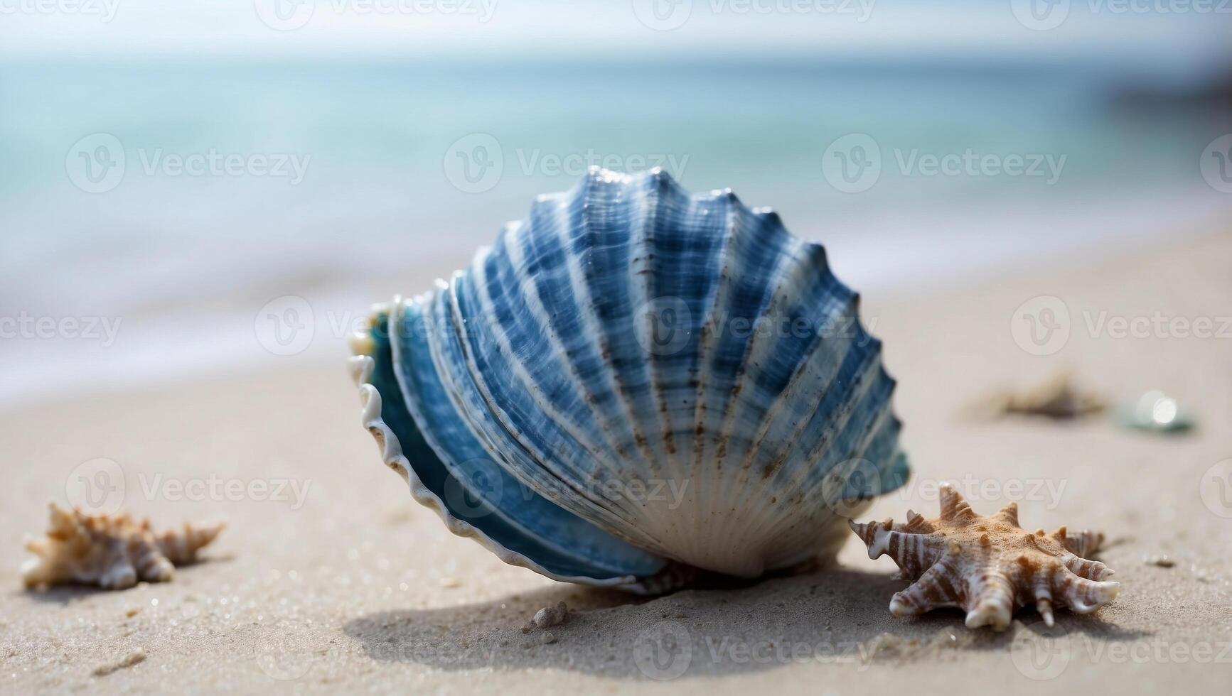 Tranquil Blue Seashell A Serene Symbol of Marine Life on White. photo