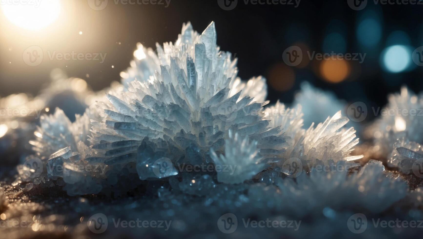 Closeup Focus on Sparkling Raw Salt Crystals with Double Exposure Silhouette. photo