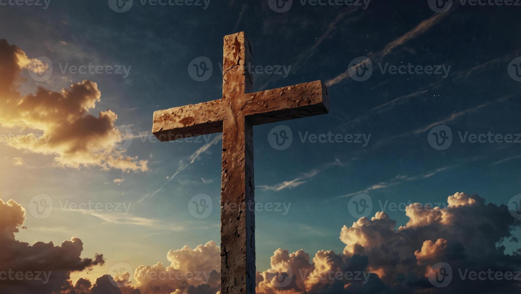 Cross of Jesus Christ in the sky Illustration for religious design. photo