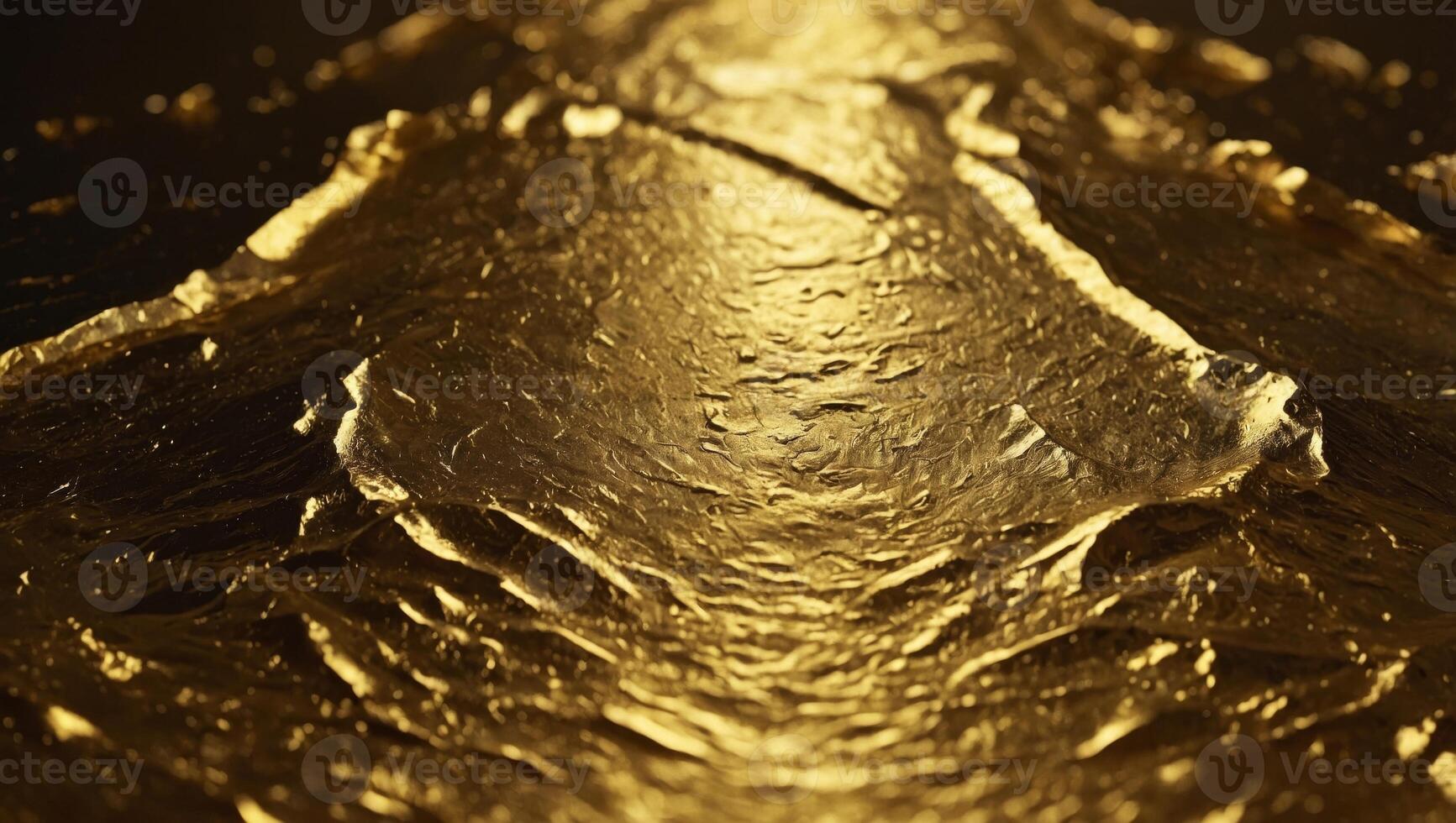 Gold foil background with light reflections Golden textured wall. photo