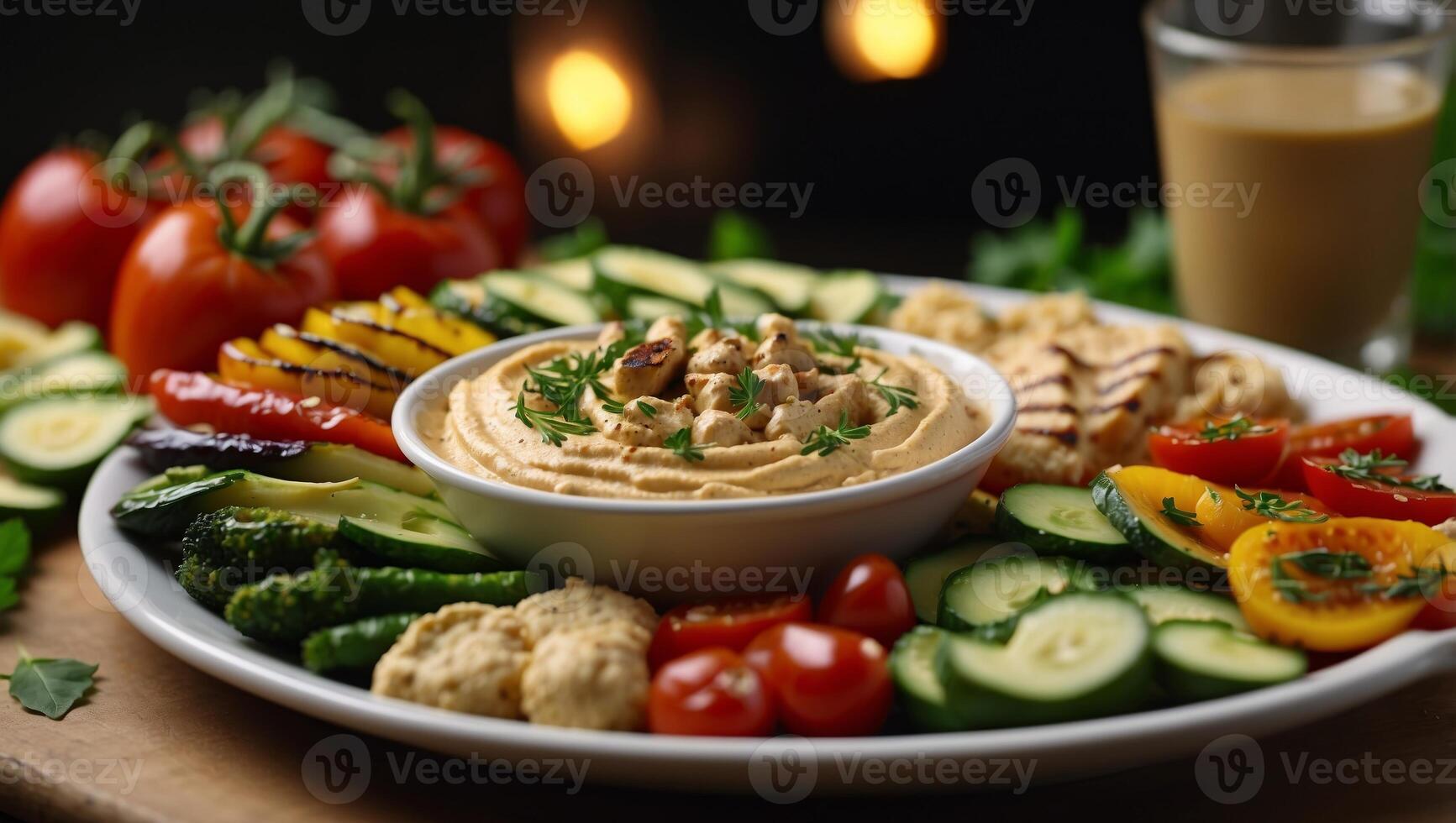 Grilled Vegetables and Hummus Plate A Nutritious and Delicious Path to Healthy Eating. photo