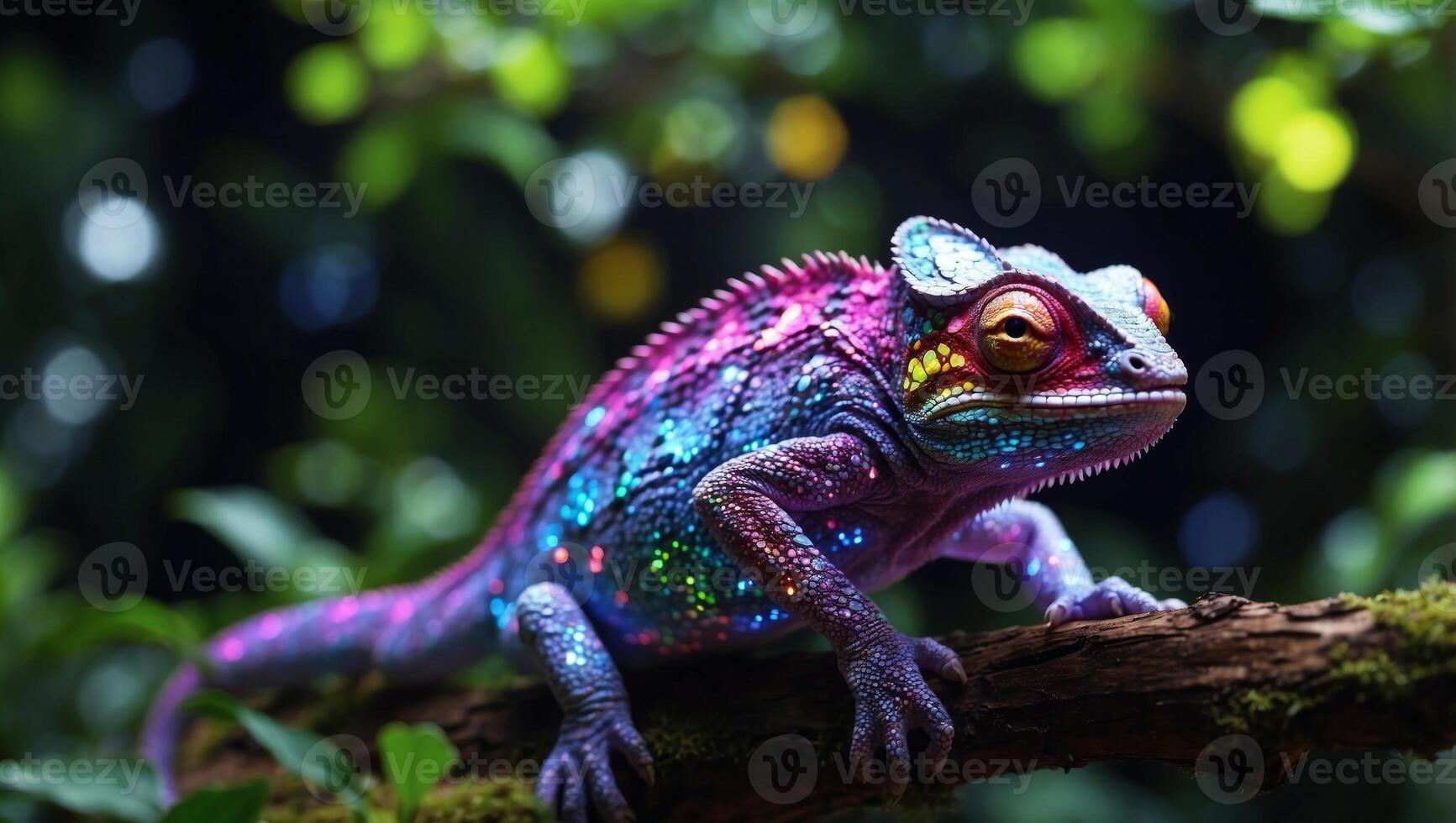 Holographic Chameleon A Luminous Display of Futuristic Technology and Natures Adaptive Color Play. photo