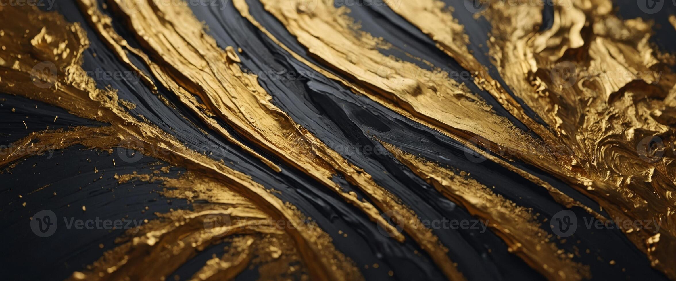 Hand drawn modern illustration of abstract art with golden texture Oil on canvas. photo