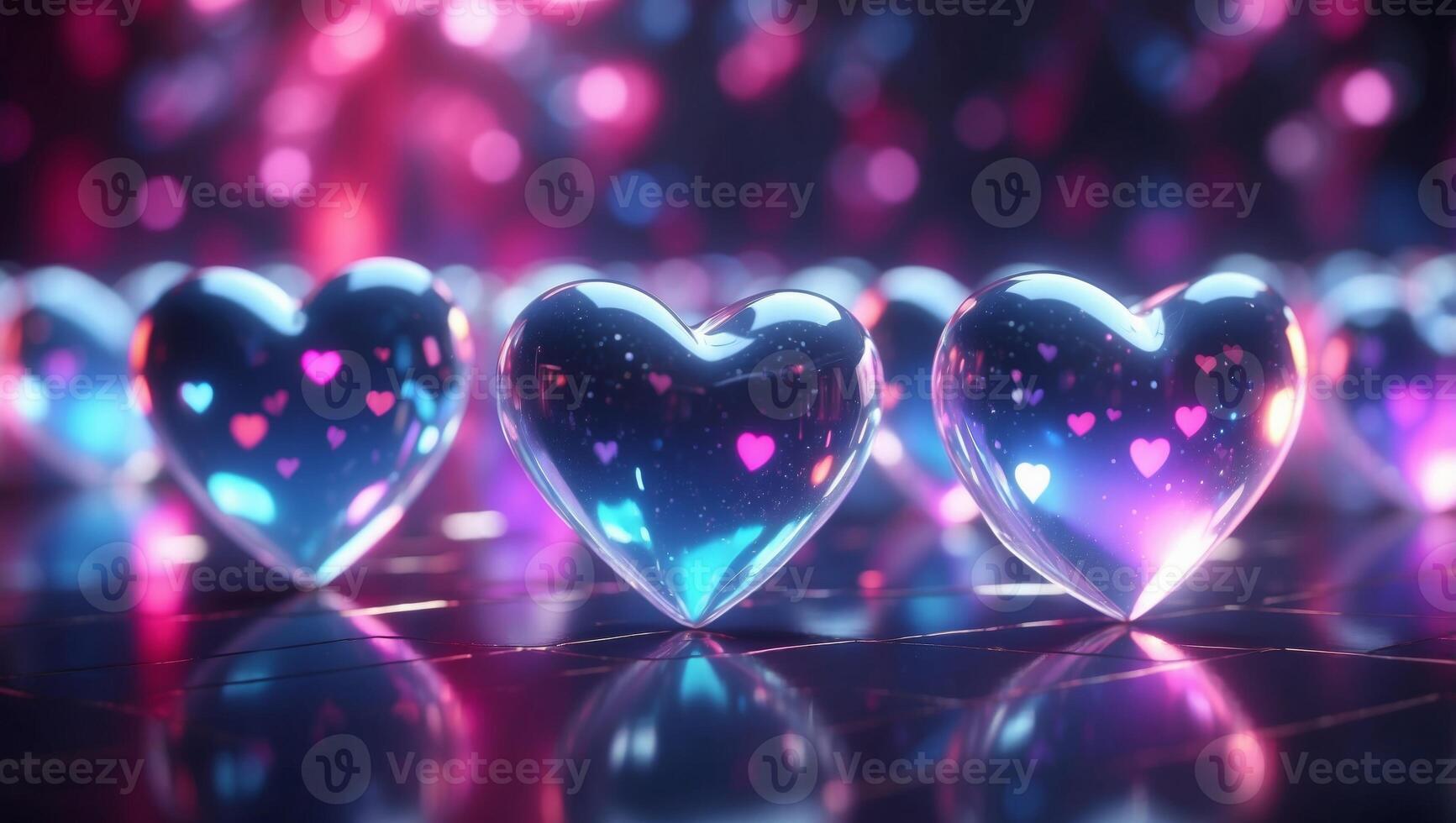 Holographic Hearts A Futuristic Minimal Design in a Pristine Virtual Space. photo