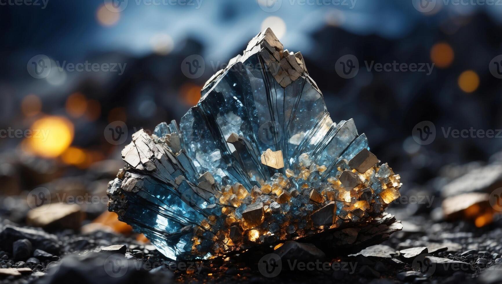 Lustrous Galena Mineral in Metallic Double Exposure Silhouette A Glimpse into the Lead Ore Deposit. photo