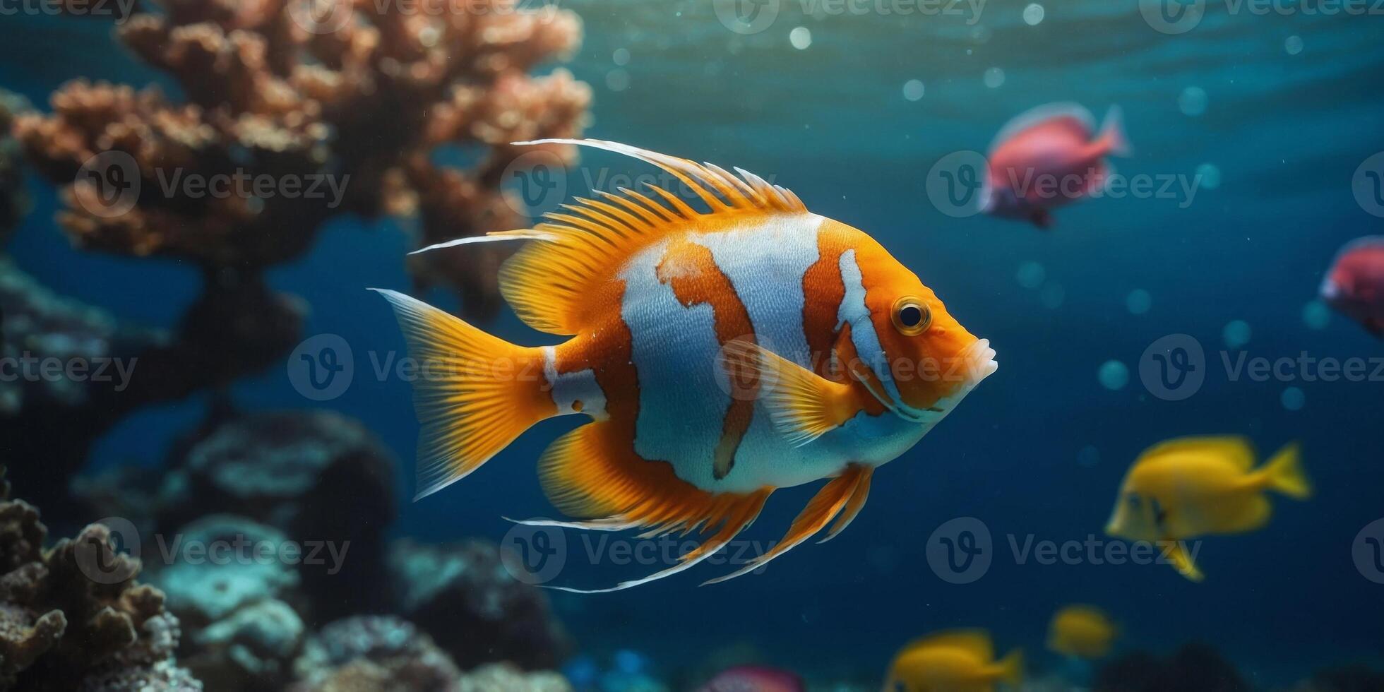 Marine exotic bright colored fish background. photo