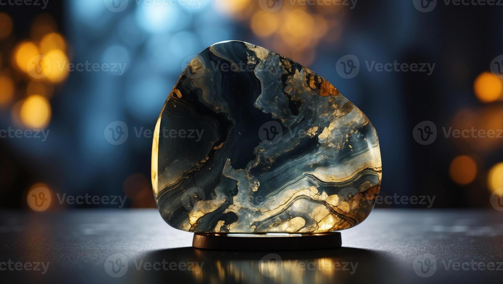Polished Onyx A Sleek and Modern Double Exposure Silhouette with a Decorative Stone. photo
