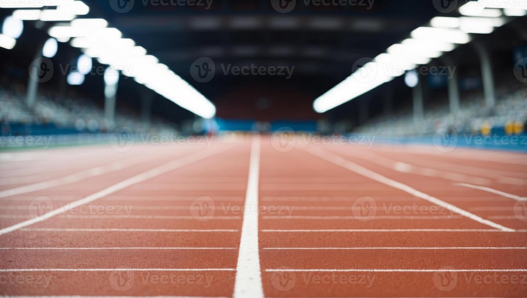 Running track with white lines in stadium Sport background Close up photo. photo