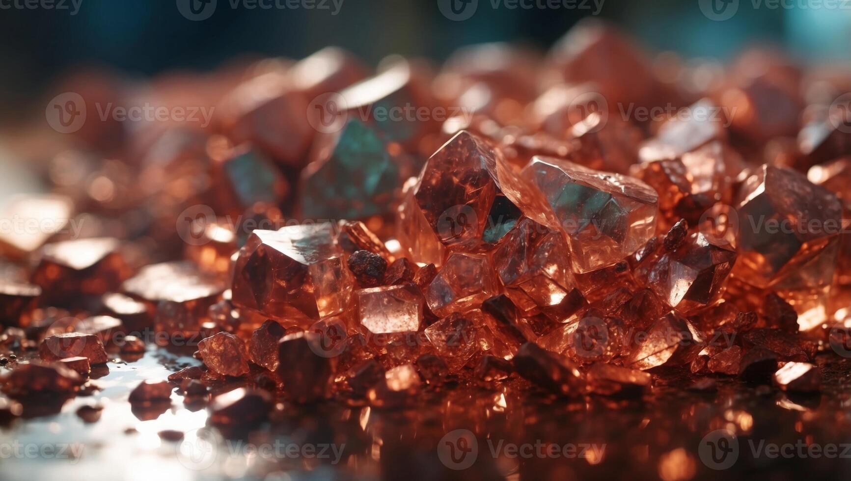 Rough Copper Mineral in Industrial Double Exposure A Rich and Reddish CloseUp Focus. photo