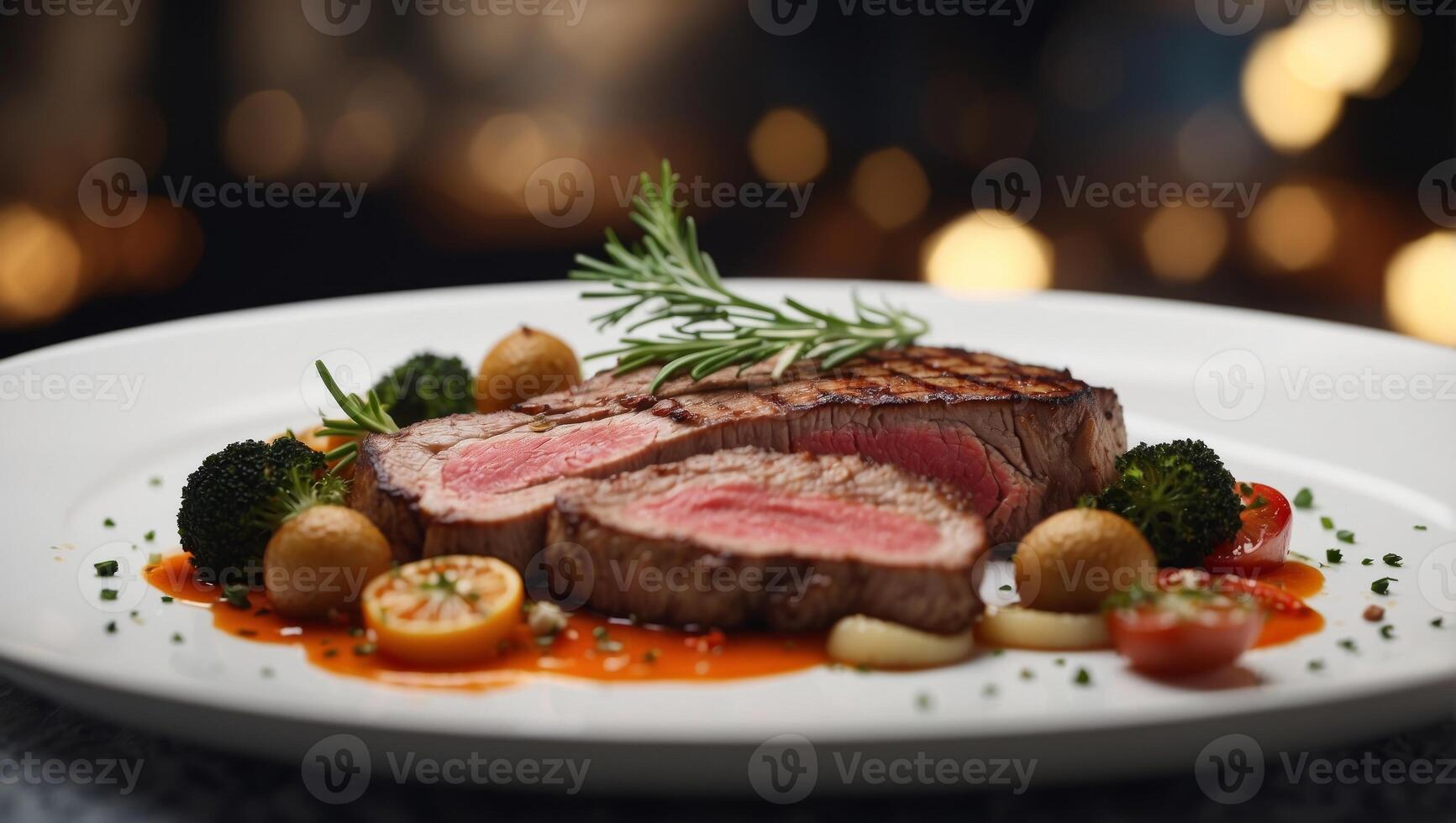 Scandinavian Design Steak Slices A Minimalist Dish for the Discerning Palate. photo