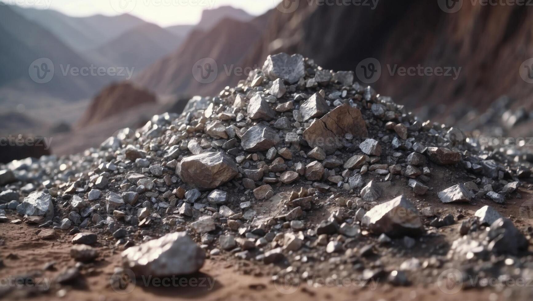 Silver Ore Excavation A Mining Sites Rewarding Focus. photo
