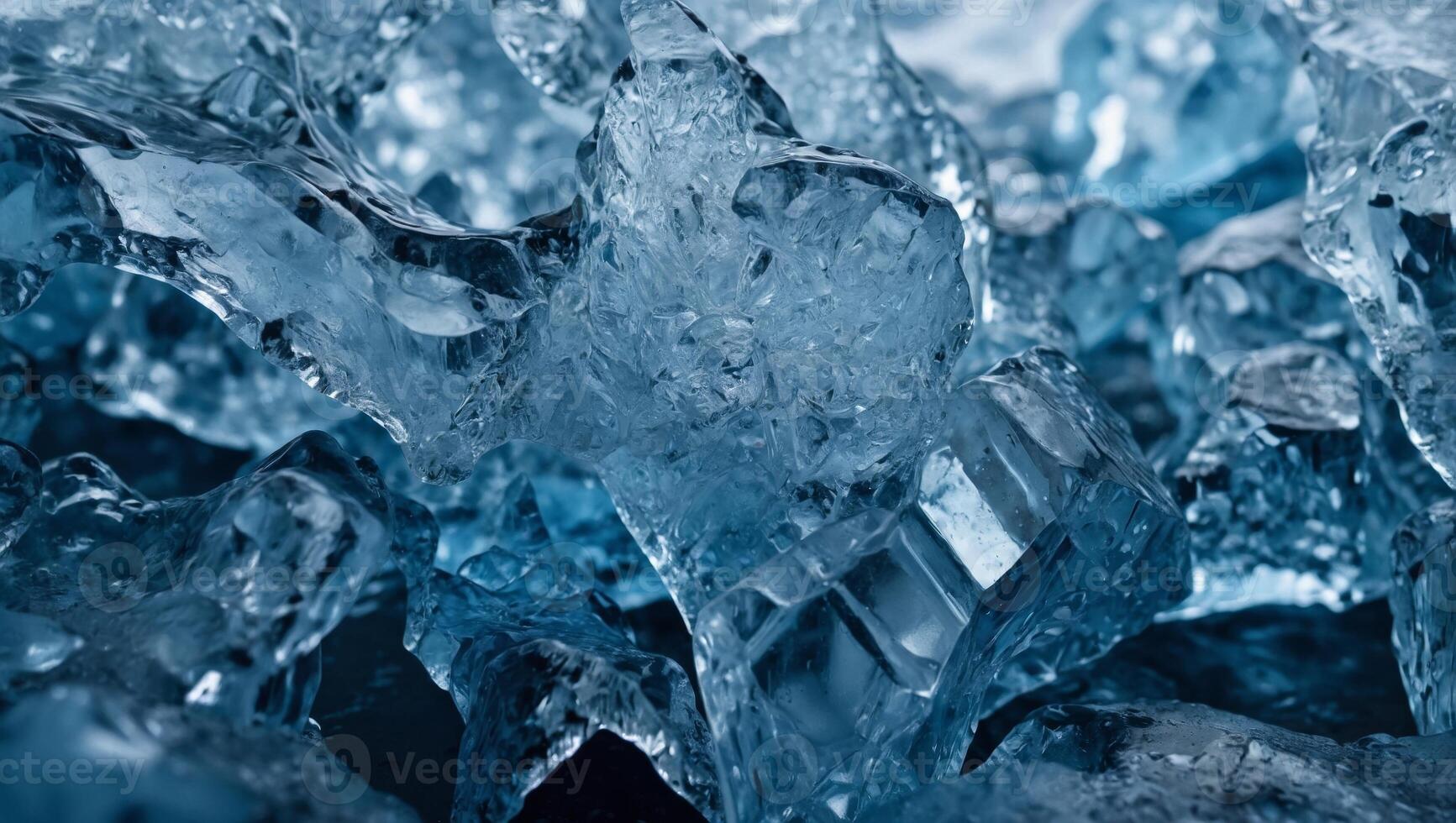 Texture of winter ice surface Blue natural ice background. photo