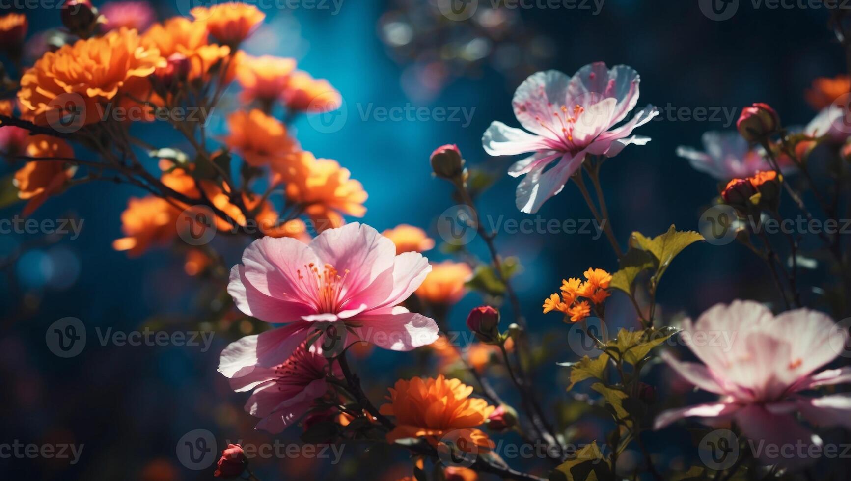 Vibrant Double Exposure of Knee Xray and Blooming Flowers in Spring Silhouette. photo