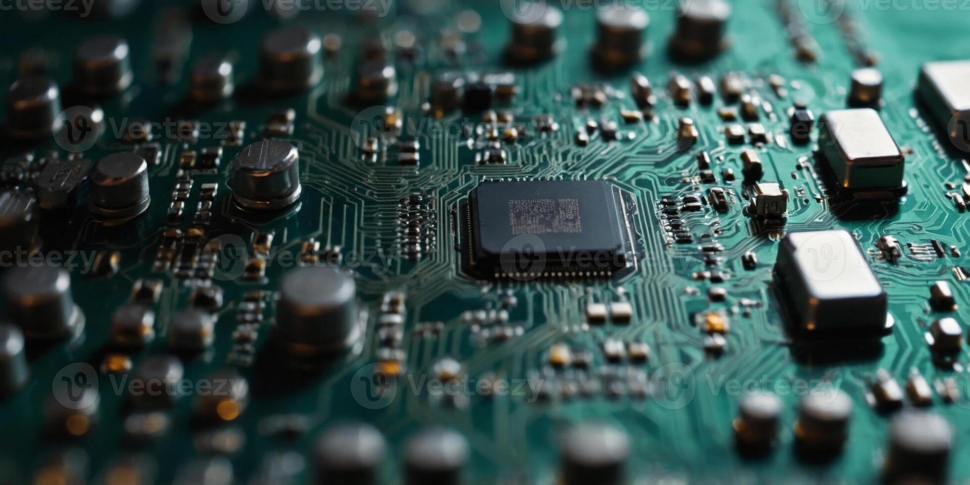 microchip designed for on a circuit board - closeup. photo