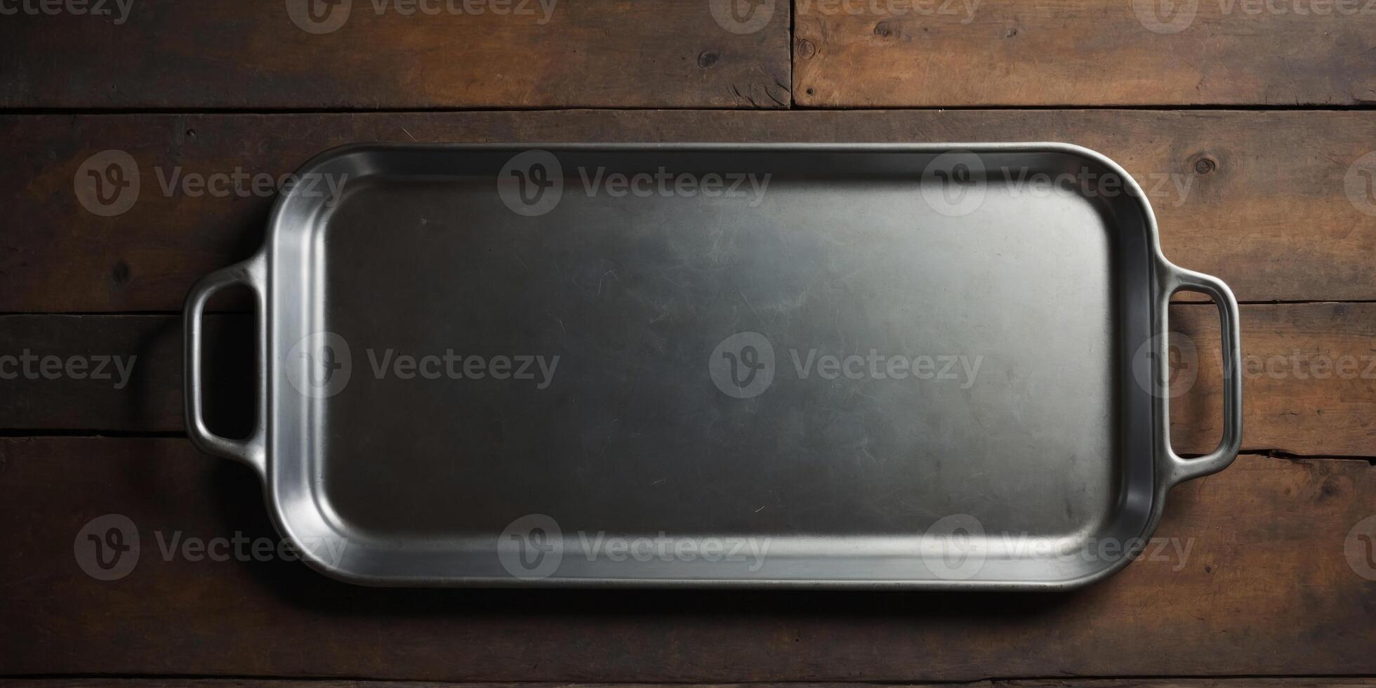 vintage rectangular metal dinner tray - top view. photo