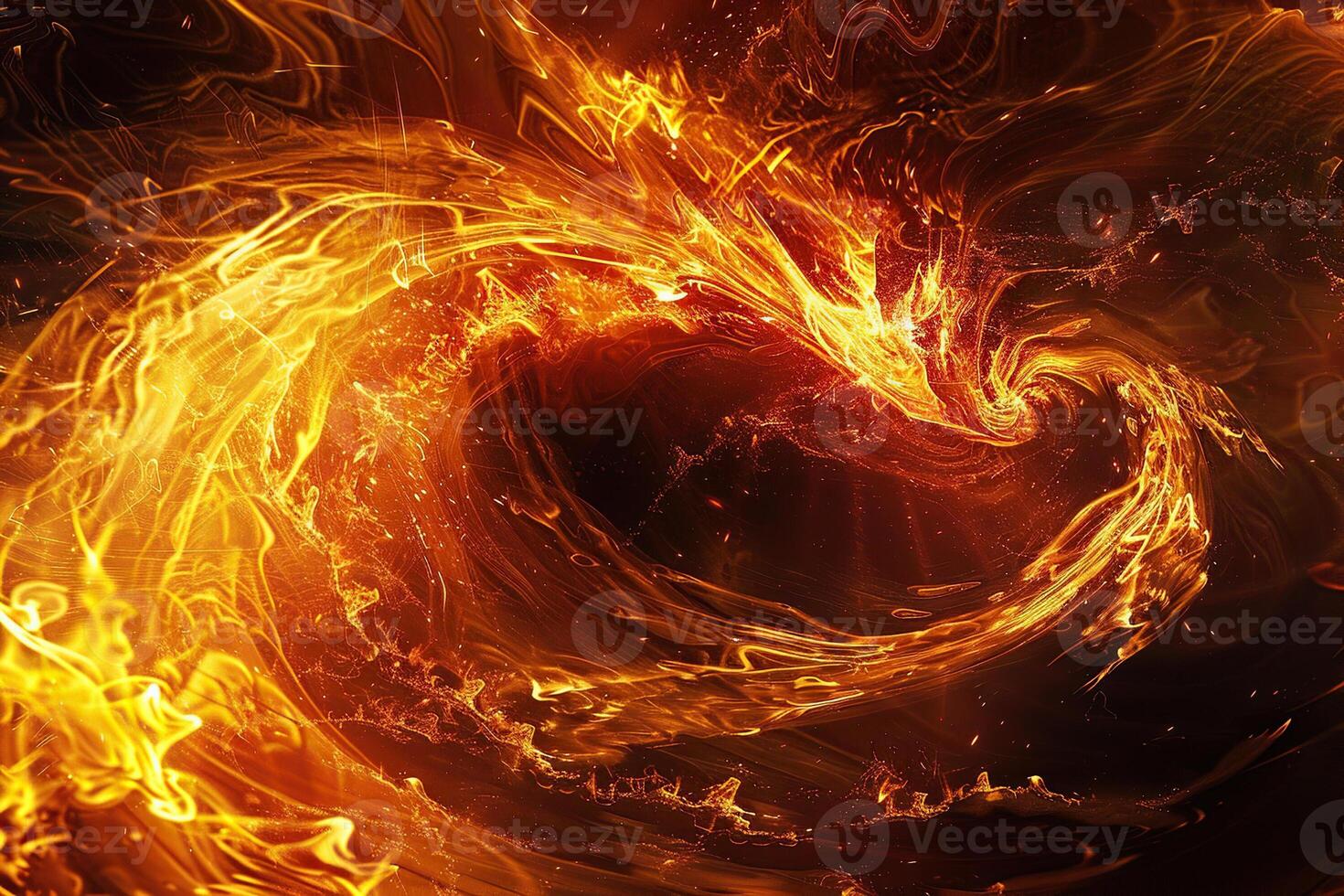Scary huge hurricane fire tornado, apocalyptic dramatic background photo